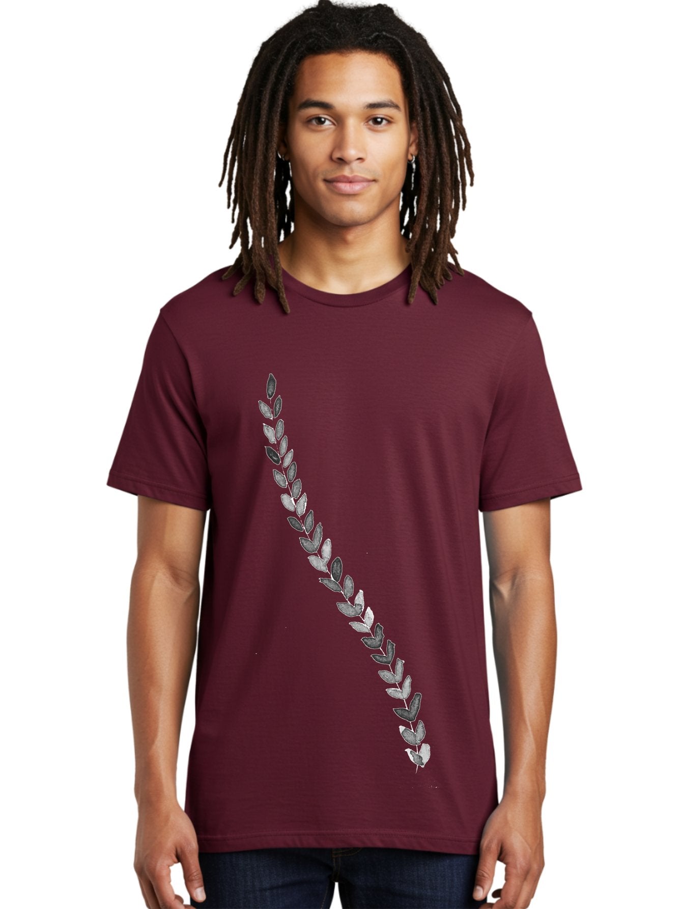 Leaves Men'S Graphic Tee, 100% Cotton, Comfortable Casual Summer Wear, Machine Washable, Laurel Wreath, Leafy Garland, Purple Leaves, Digital Illustration, Graphic Design, Symbol Of Honor, Award Decoration, Vintage Style Aac332 25