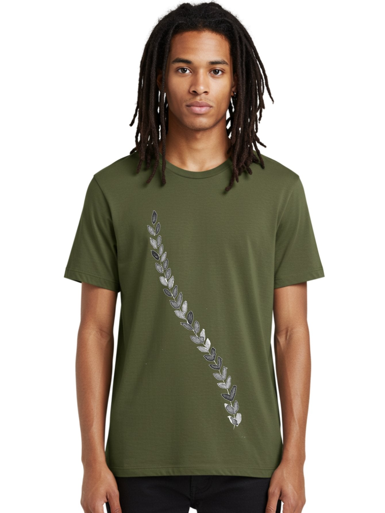 Leaves Men'S Graphic Tee, 100% Cotton, Comfortable Casual Summer Wear, Machine Washable, Laurel Wreath, Leafy Garland, Purple Leaves, Digital Illustration, Graphic Design, Symbol Of Honor, Award Decoration, Vintage Style Aac332 16