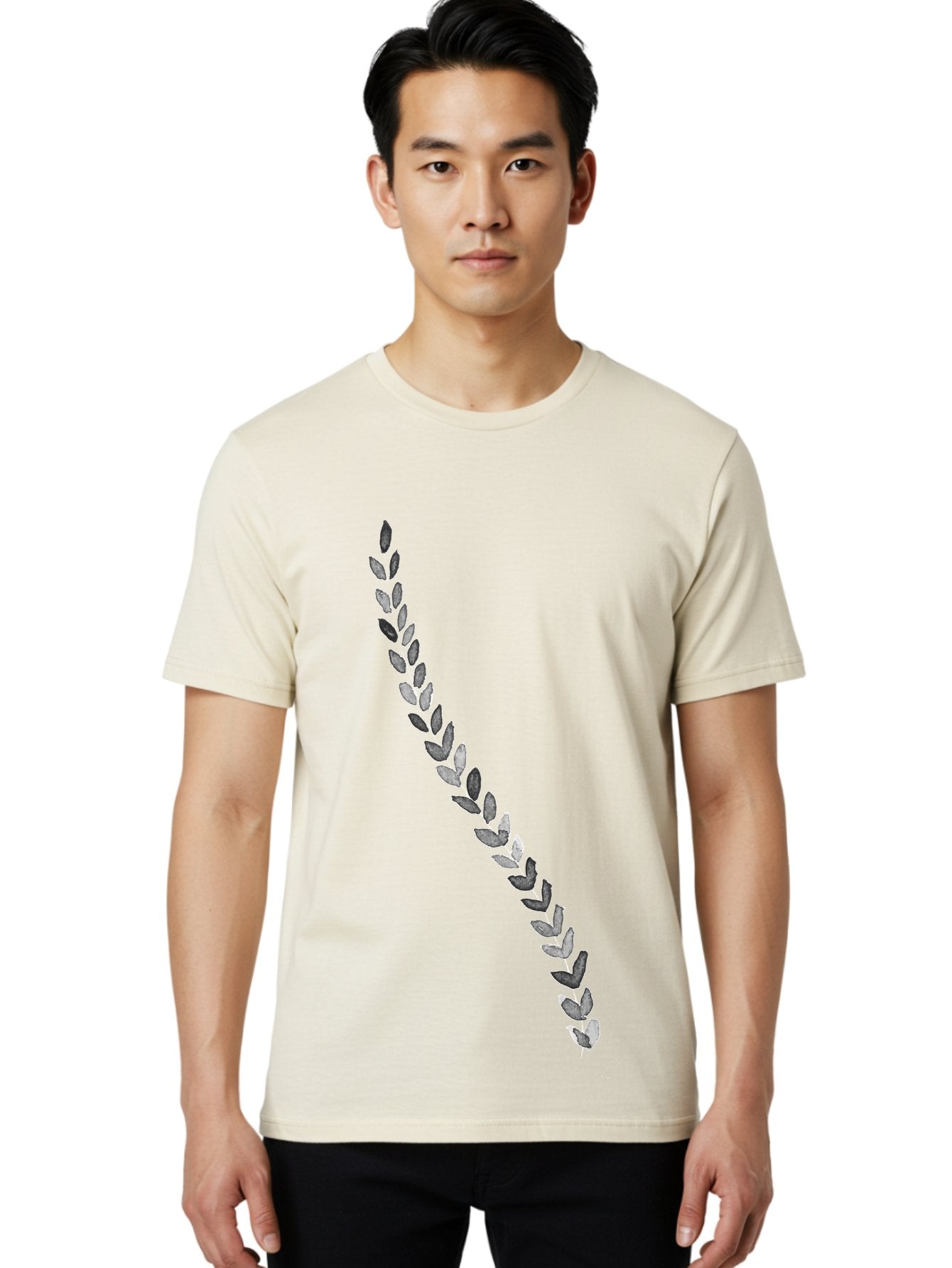 Leaves Men'S Graphic Tee, 100% Cotton, Comfortable Casual Summer Wear, Machine Washable, Laurel Wreath, Leafy Garland, Purple Leaves, Digital Illustration, Graphic Design, Symbol Of Honor, Award Decoration, Vintage Style Aac332 27