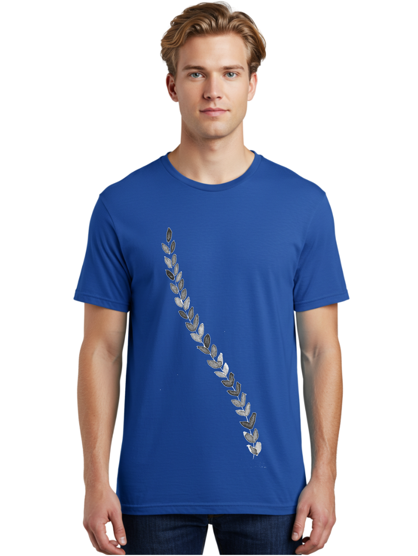 Leaves Men'S Graphic Tee, 100% Cotton, Comfortable Casual Summer Wear, Machine Washable, Laurel Wreath, Leafy Garland, Purple Leaves, Digital Illustration, Graphic Design, Symbol Of Honor, Award Decoration, Vintage Style Aac332 4
