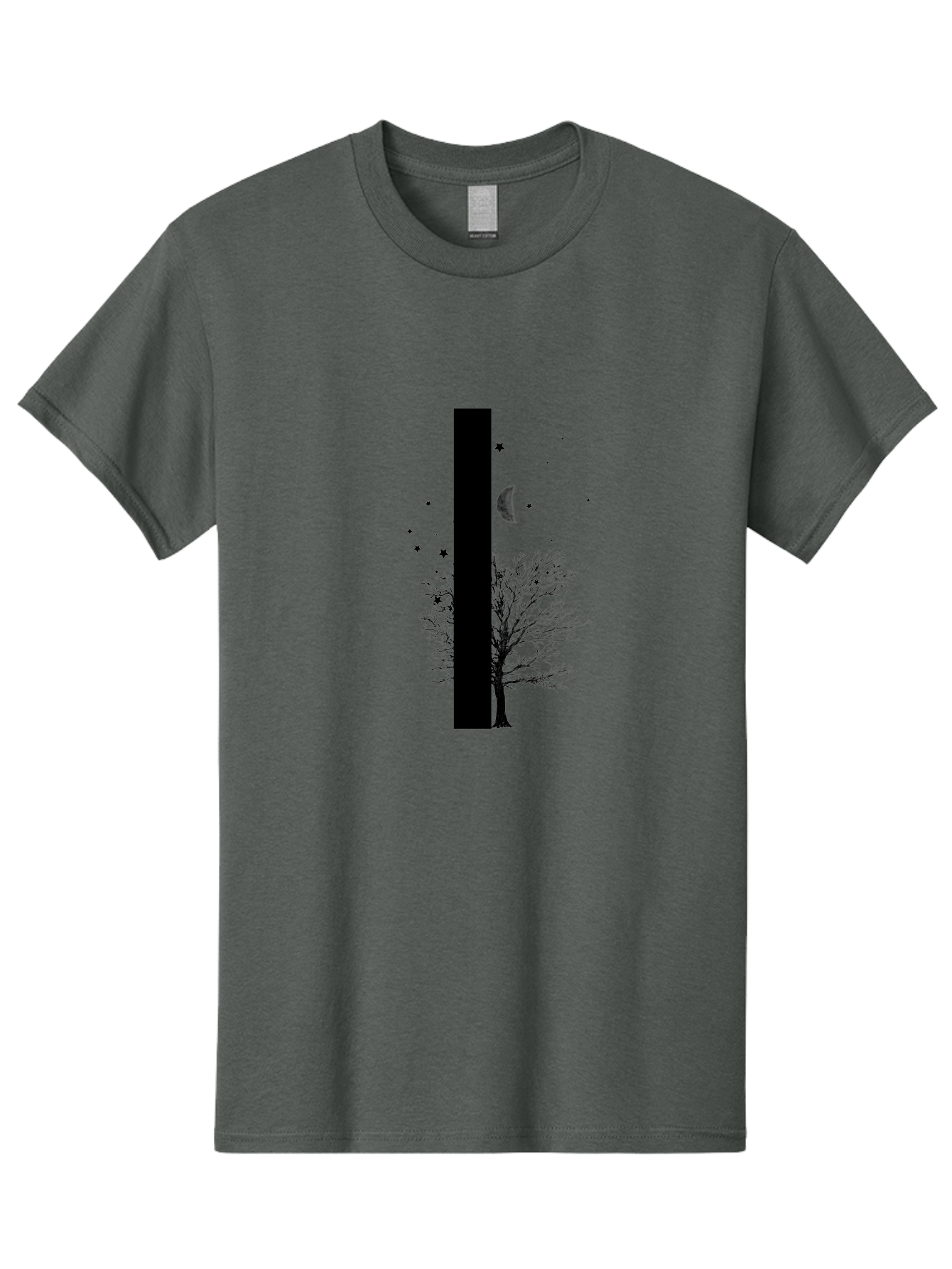 Letter-I Men'S Graphic Tee, 100% Cotton, Comfortable Casual Summer Wear, Machine Washable, Letter I, Tree Silhouette, Moon And Stars, Night Sky, Celestial Design, Typography, Minimalist Art, Simple Shapes, Bold Graphics, Abstract Illustration Aac334 7