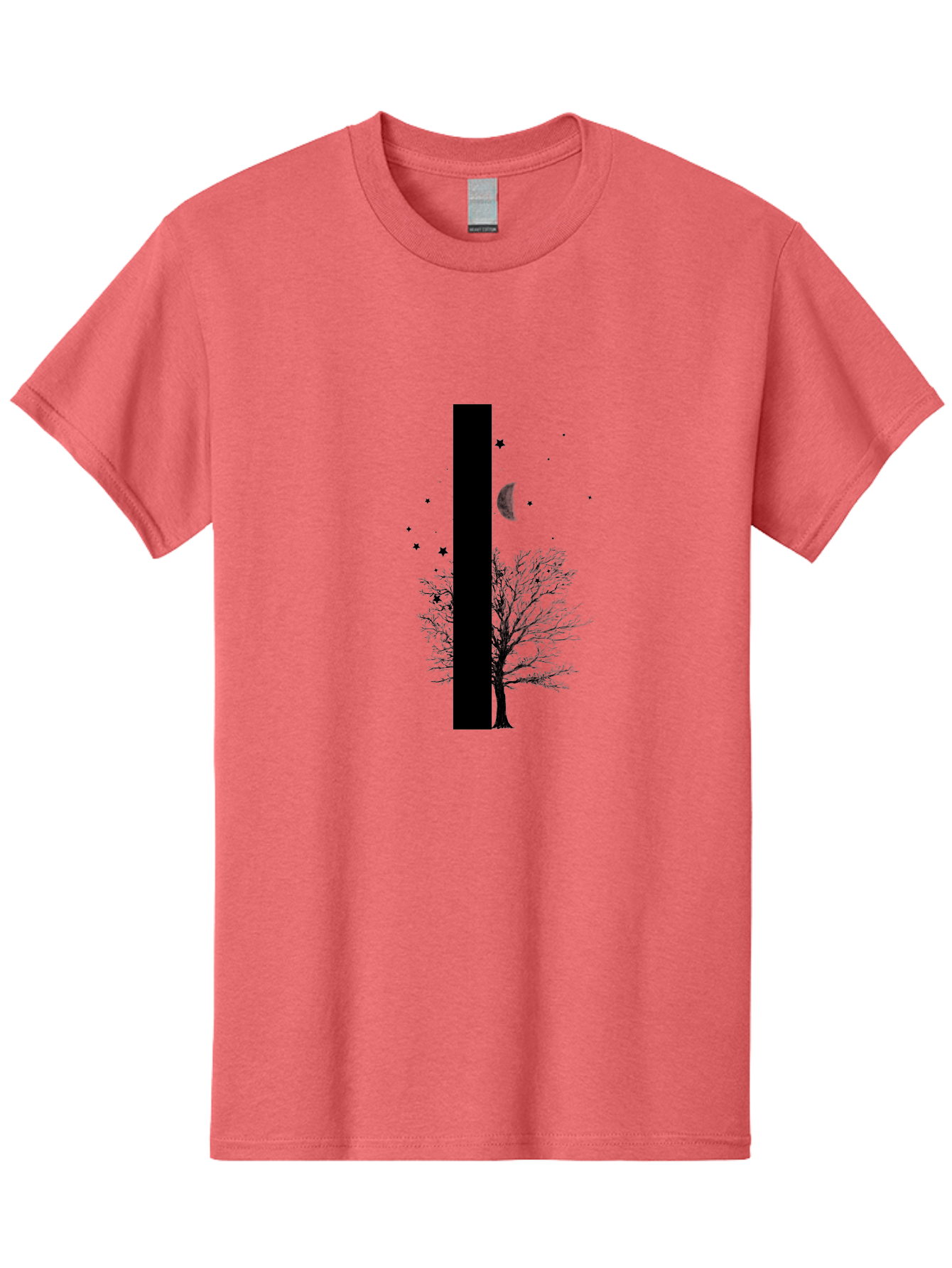 Letter-I Men'S Graphic Tee, 100% Cotton, Comfortable Casual Summer Wear, Machine Washable, Letter I, Tree Silhouette, Moon And Stars, Night Sky, Celestial Design, Typography, Minimalist Art, Simple Shapes, Bold Graphics, Abstract Illustration Aac334 5
