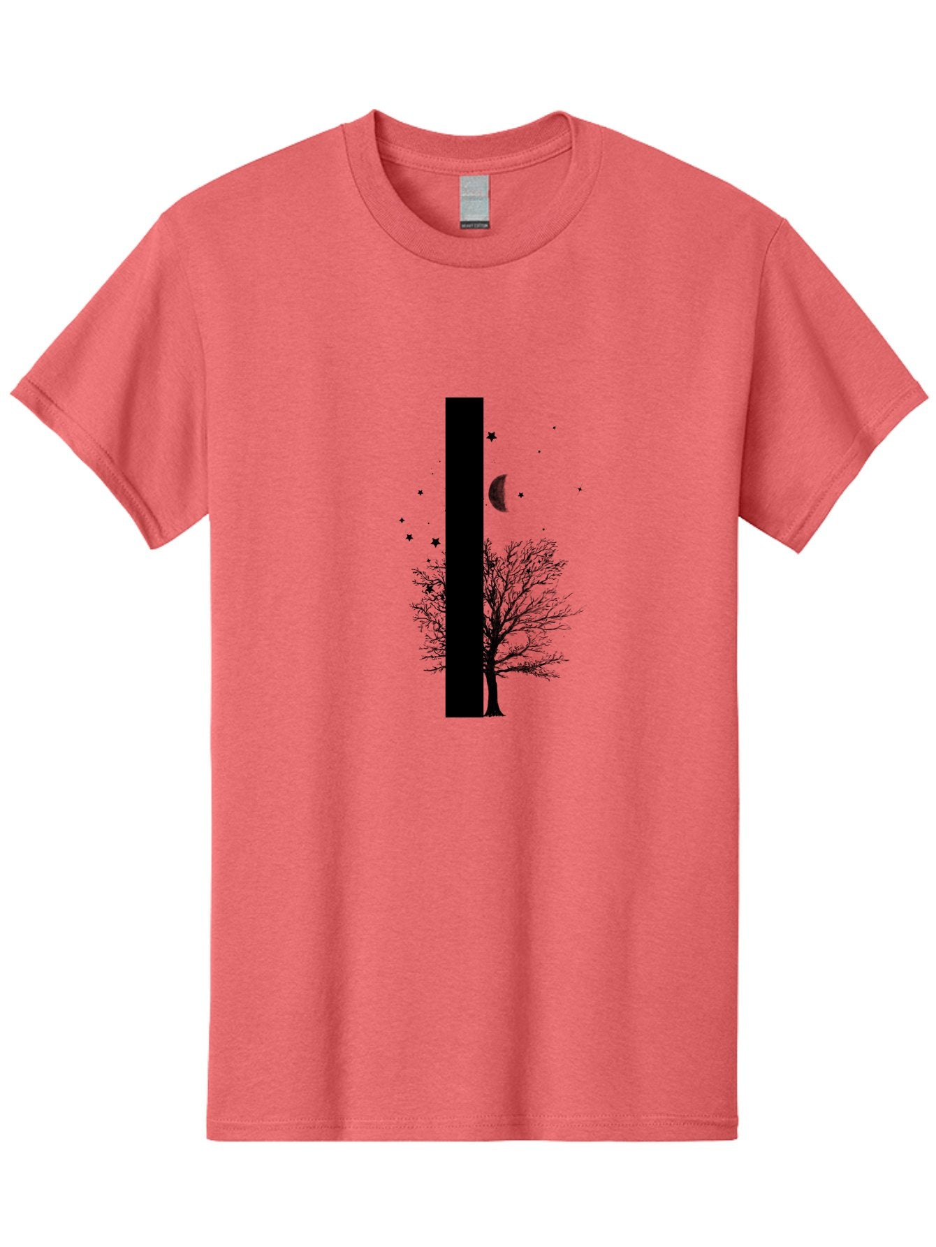 Letter-I Men'S Graphic Tee, 100% Cotton, Comfortable Casual Summer Wear, Machine Washable, Letter I, Tree Silhouette, Moon And Stars, Night Sky, Celestial Design, Typography, Minimalist Art, Simple Shapes, Bold Graphics, Abstract Illustration Aac334 12