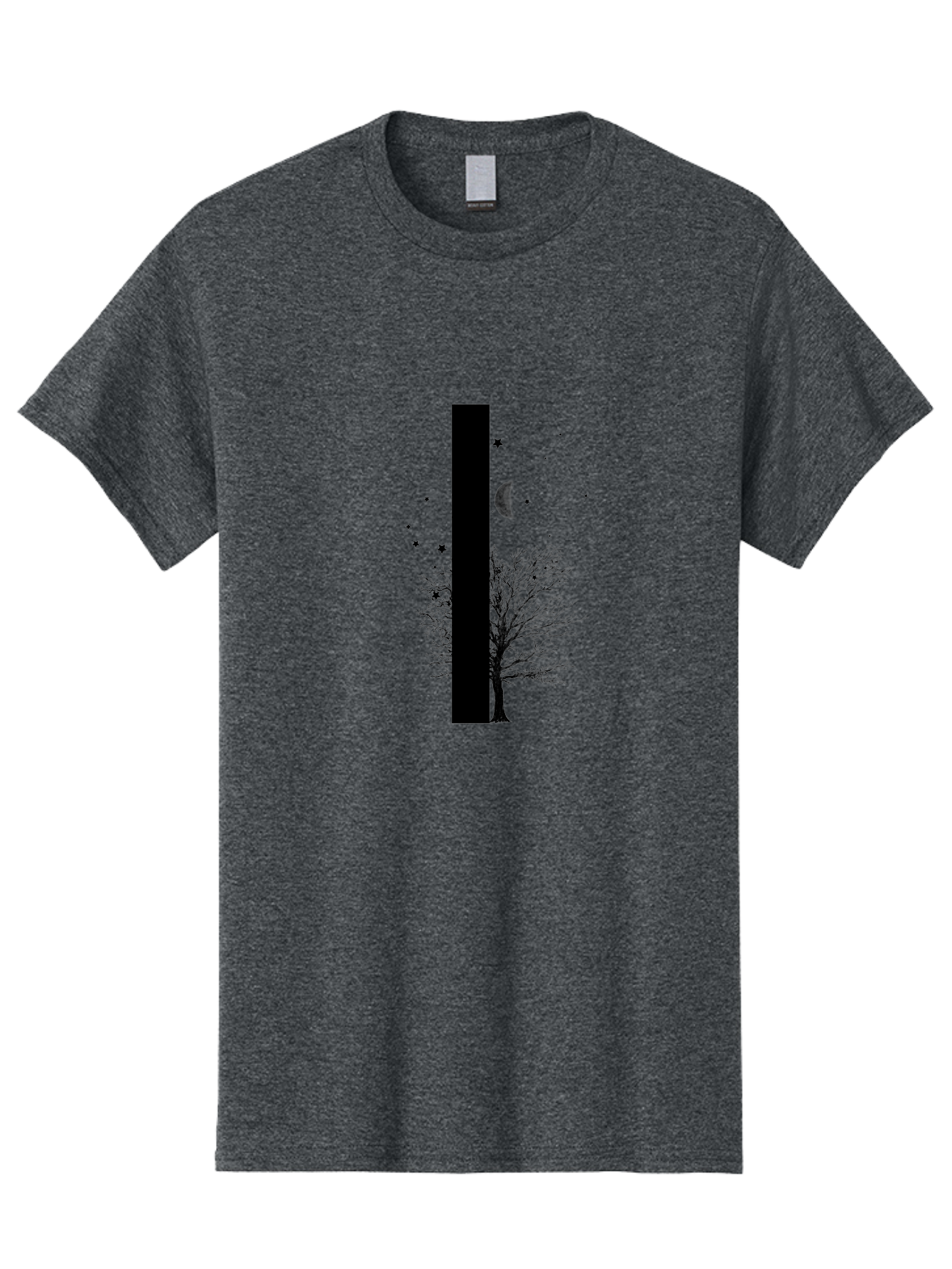 Letter-I Men'S Graphic Tee, 100% Cotton, Comfortable Casual Summer Wear, Machine Washable, Letter I, Tree Silhouette, Moon And Stars, Night Sky, Celestial Design, Typography, Minimalist Art, Simple Shapes, Bold Graphics, Abstract Illustration Aac334 29