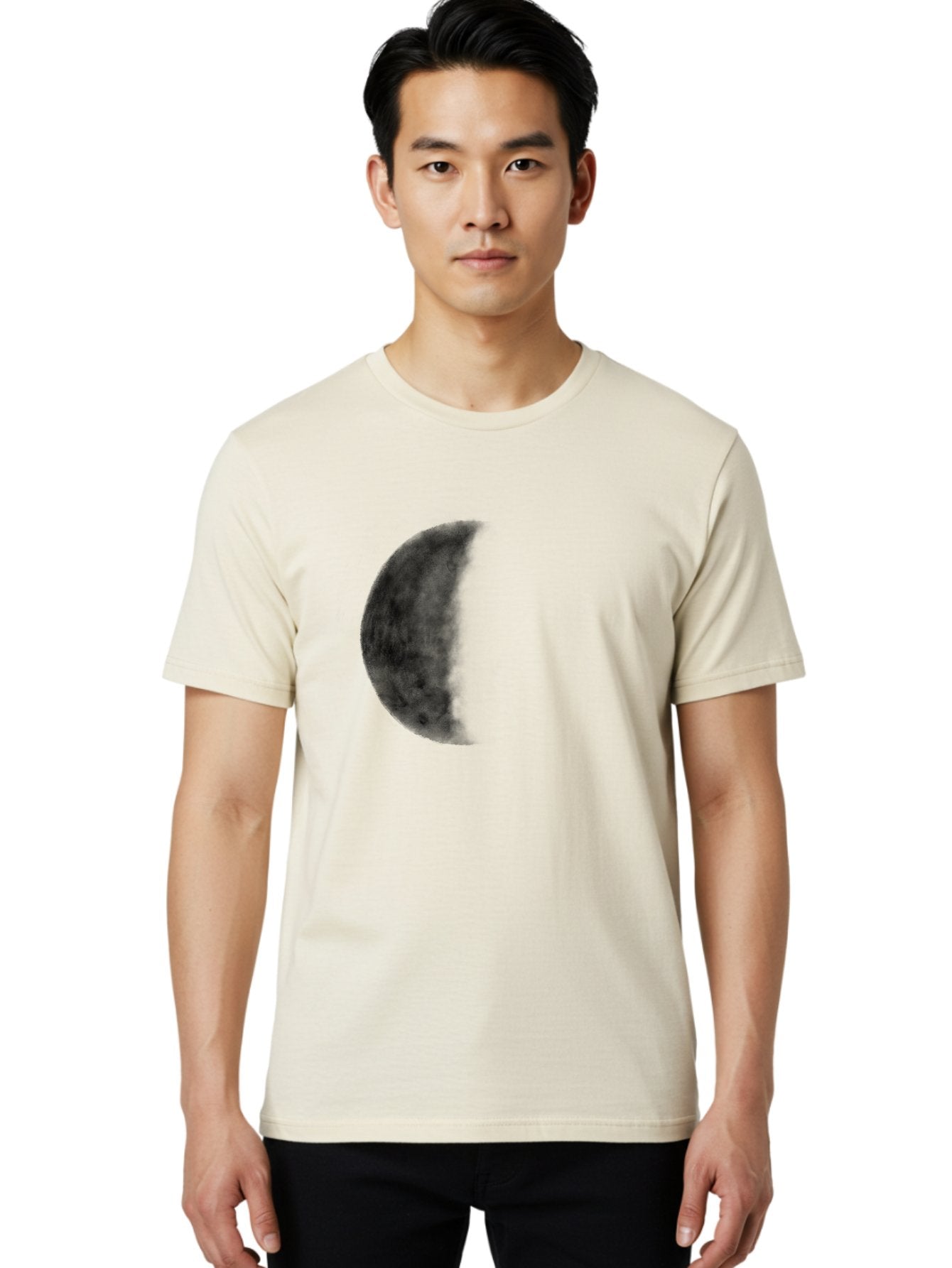 Moon Men'S Graphic Tee, 100% Cotton, Comfortable Casual Summer Wear, Machine Washable, Moon Phase, Lunar Cycle, Half Moon, Moon Surface, Dark Craters, Lunar Texture, Celestial Body, Space Imagery, Astronomy Aac337 28