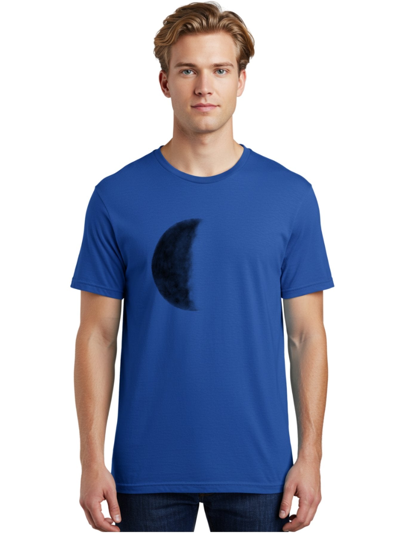 Moon Men'S Graphic Tee, 100% Cotton, Comfortable Casual Summer Wear, Machine Washable, Moon Phase, Lunar Cycle, Half Moon, Moon Surface, Dark Craters, Lunar Texture, Celestial Body, Space Imagery, Astronomy Aac337 18