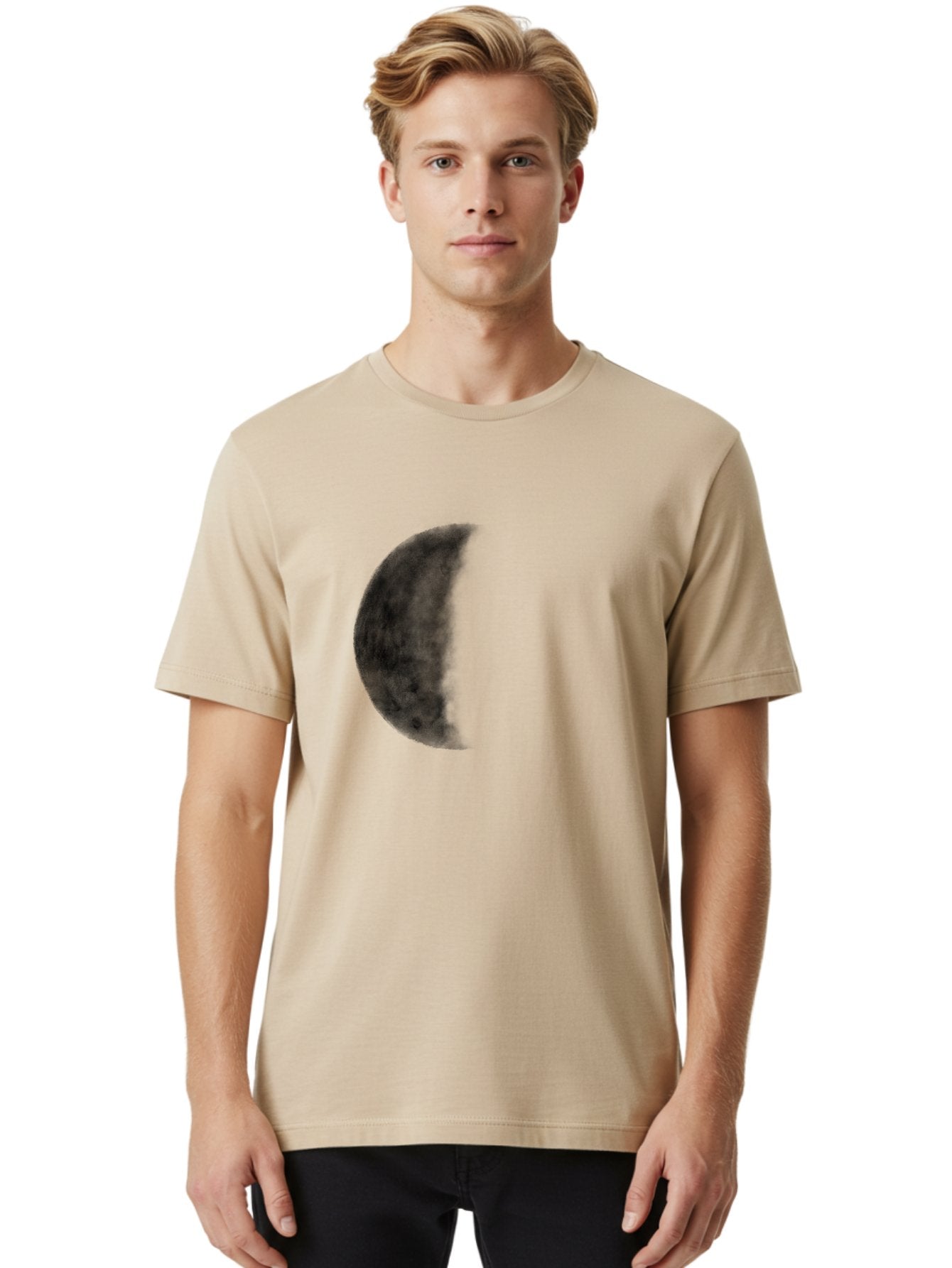 Moon Men'S Graphic Tee, 100% Cotton, Comfortable Casual Summer Wear, Machine Washable, Moon Phase, Lunar Cycle, Half Moon, Moon Surface, Dark Craters, Lunar Texture, Celestial Body, Space Imagery, Astronomy Aac337 27
