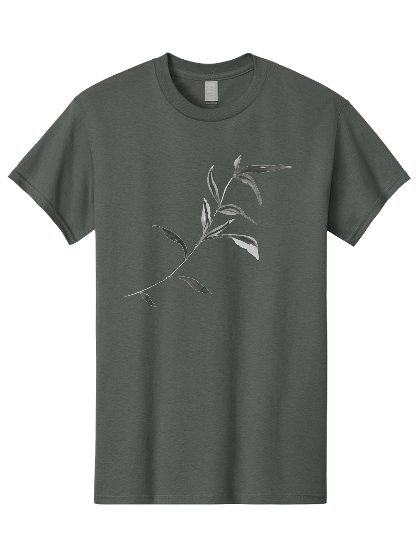 Olive-Branch Men'S Graphic Tee, 100% Cotton, Comfortable Casual Summer Wear, Machine Washable, Black And White Leaves, Foliage, Botanical Illustration, Leafy Branch, Simple Design, Minimalist Art, Plant Graphics Aac340 25