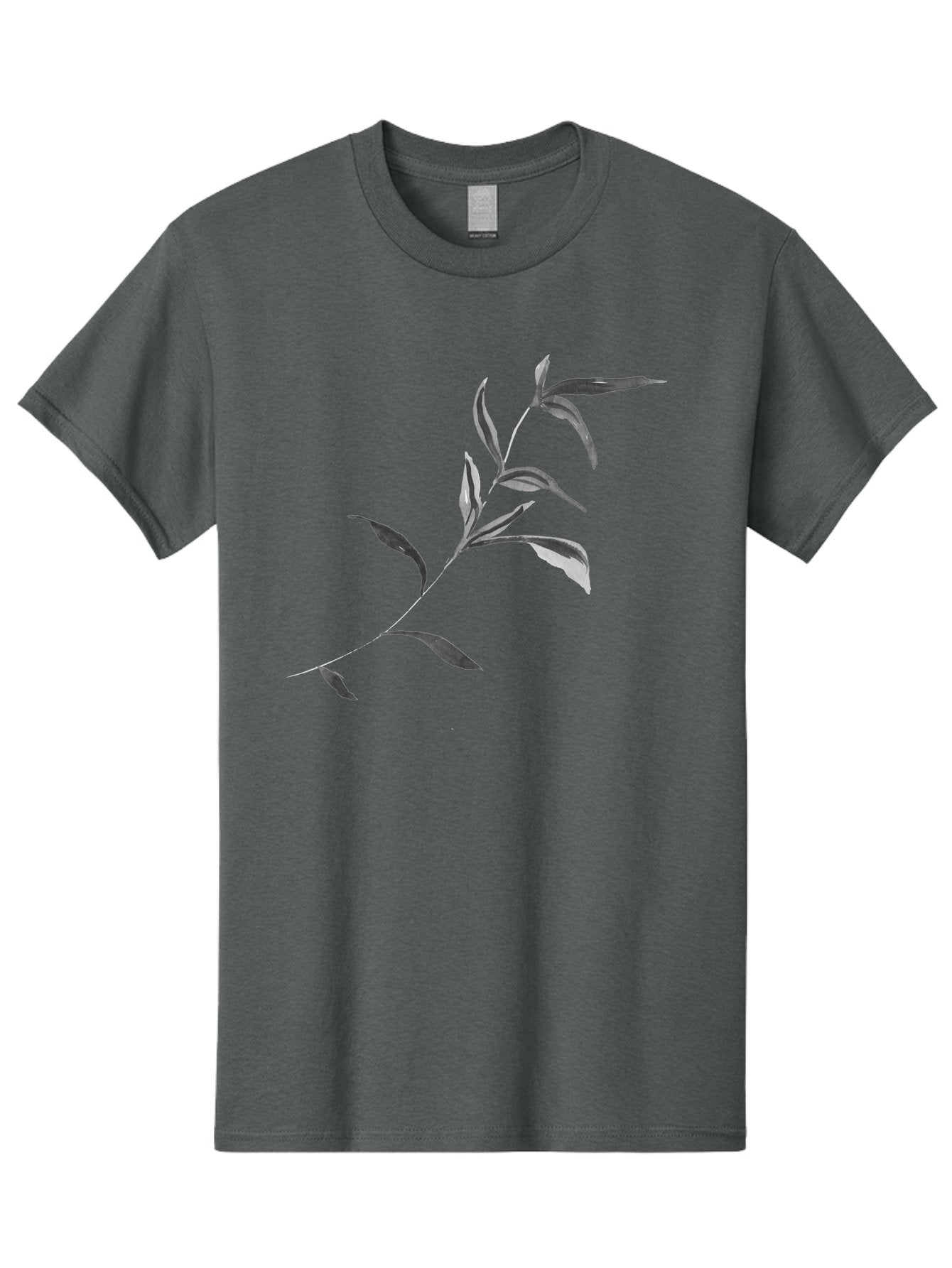 Olive-Branch Men'S Graphic Tee, 100% Cotton, Comfortable Casual Summer Wear, Machine Washable, Black And White Leaves, Foliage, Botanical Illustration, Leafy Branch, Simple Design, Minimalist Art, Plant Graphics Aac340 7