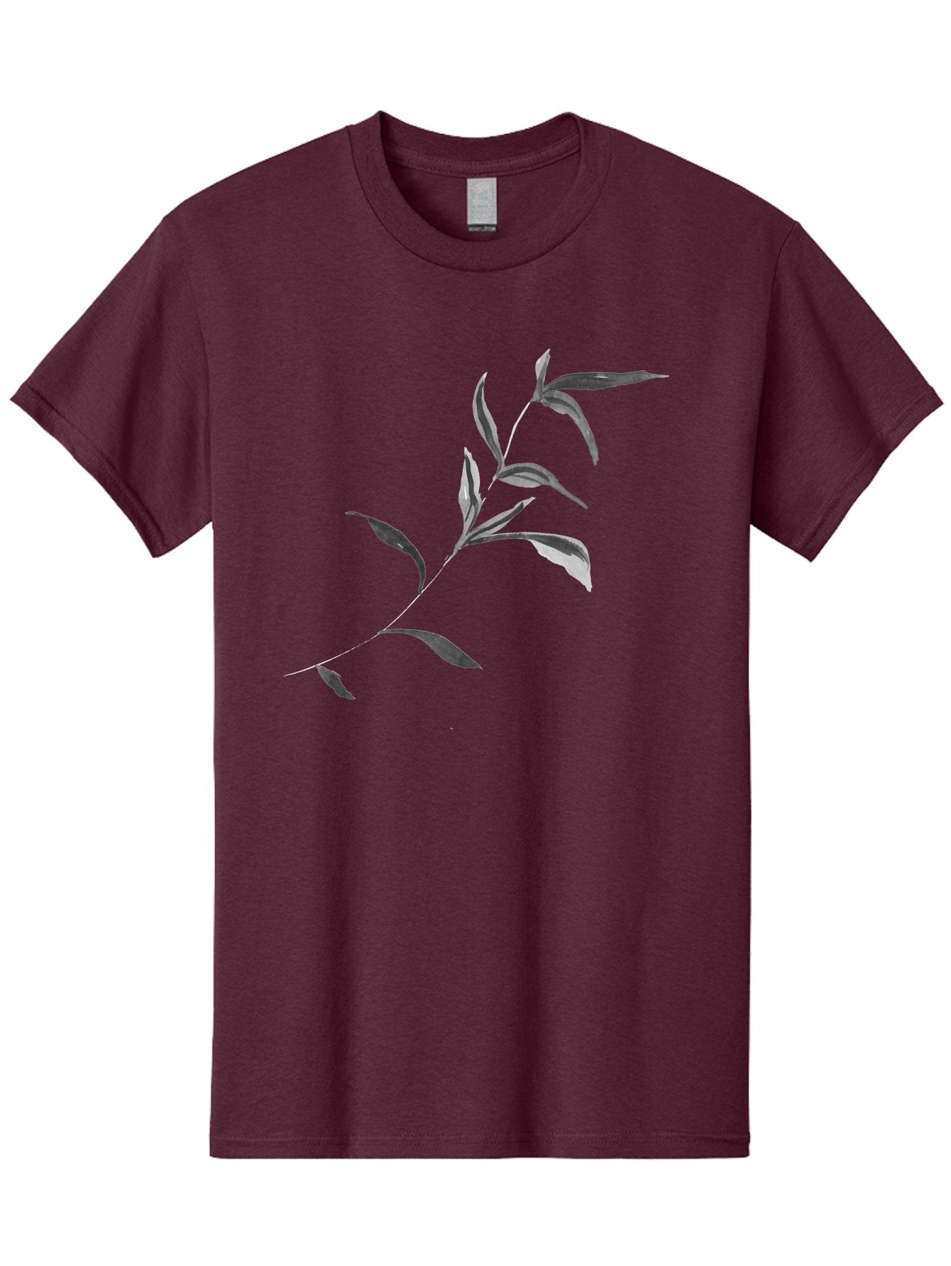 Olive-Branch Men'S Graphic Tee, 100% Cotton, Comfortable Casual Summer Wear, Machine Washable, Black And White Leaves, Foliage, Botanical Illustration, Leafy Branch, Simple Design, Minimalist Art, Plant Graphics Aac340 9