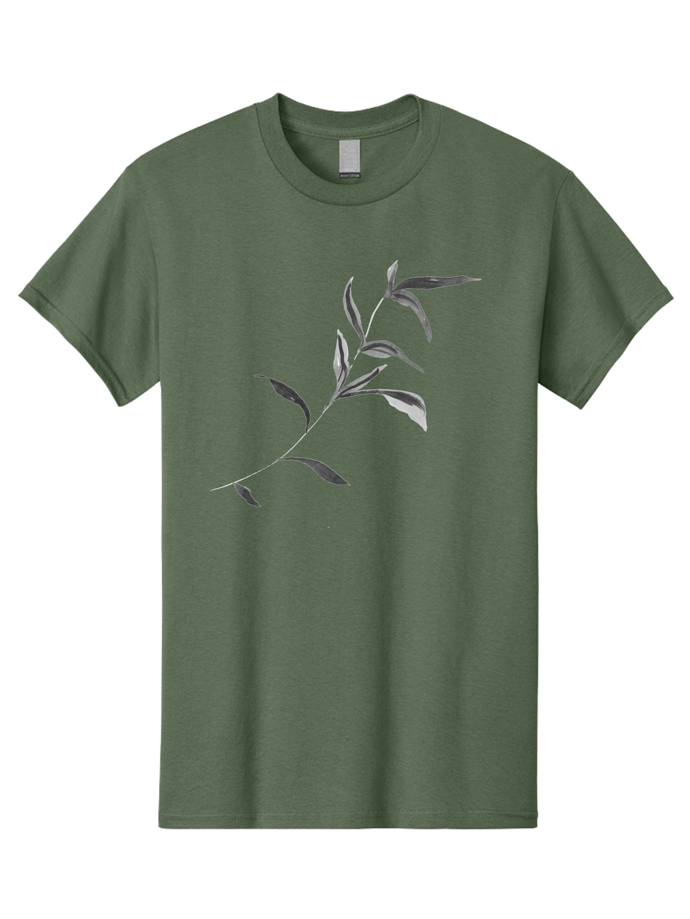 Olive-Branch Men'S Graphic Tee, 100% Cotton, Comfortable Casual Summer Wear, Machine Washable, Black And White Leaves, Foliage, Botanical Illustration, Leafy Branch, Simple Design, Minimalist Art, Plant Graphics Aac340 21