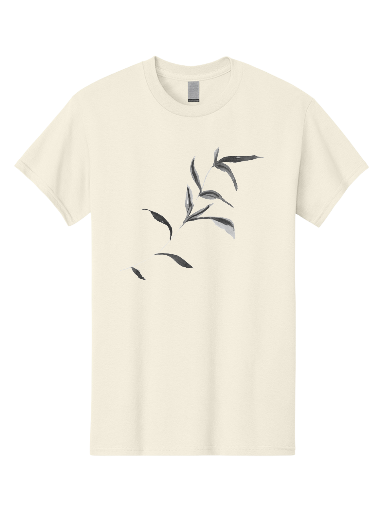 Olive-Branch Men'S Graphic Tee, 100% Cotton, Comfortable Casual Summer Wear, Machine Washable, Black And White Leaves, Foliage, Botanical Illustration, Leafy Branch, Simple Design, Minimalist Art, Plant Graphics Aac340 3