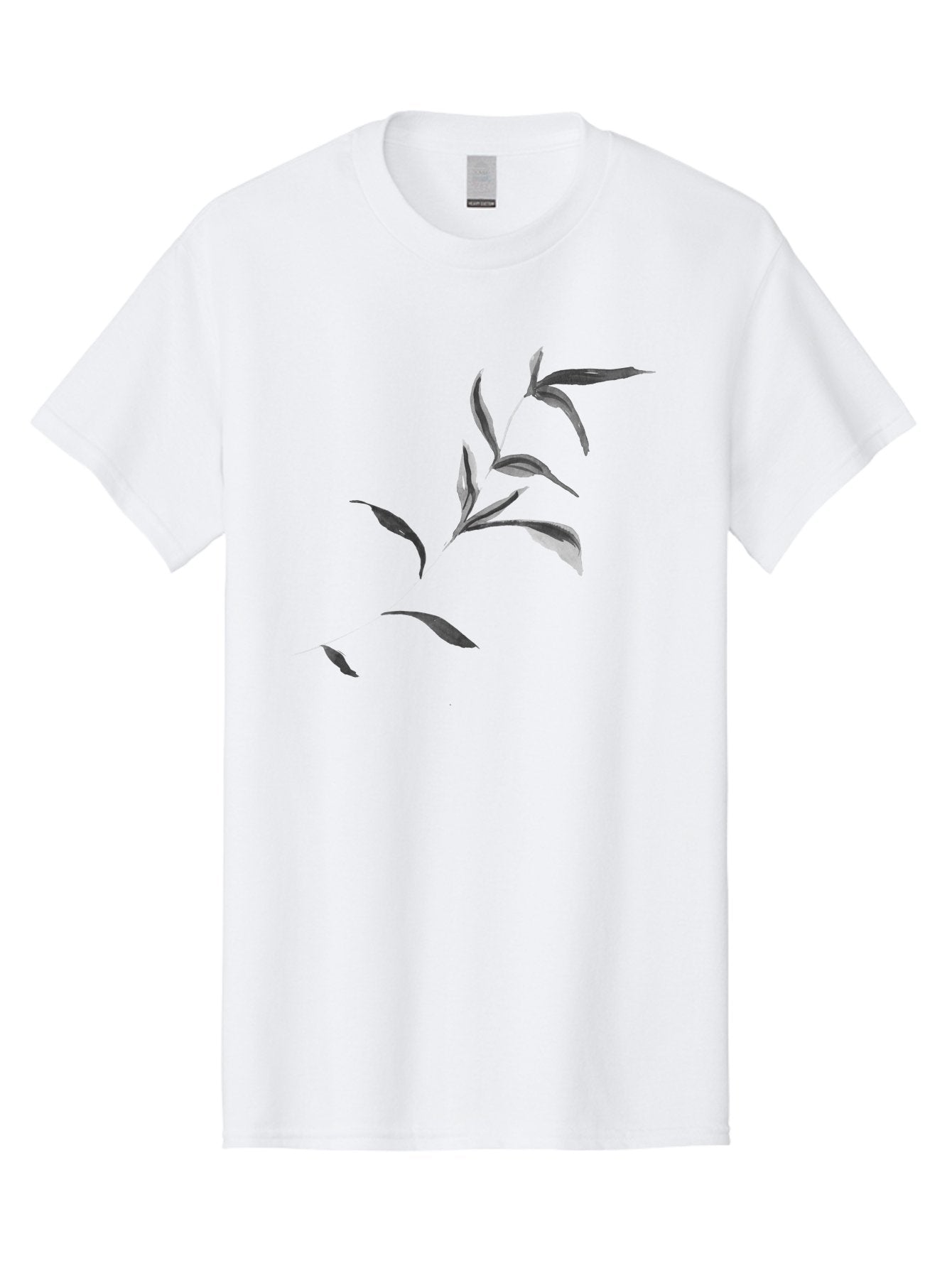 Olive-Branch Men'S Graphic Tee, 100% Cotton, Comfortable Casual Summer Wear, Machine Washable, Black And White Leaves, Foliage, Botanical Illustration, Leafy Branch, Simple Design, Minimalist Art, Plant Graphics Aac340 15