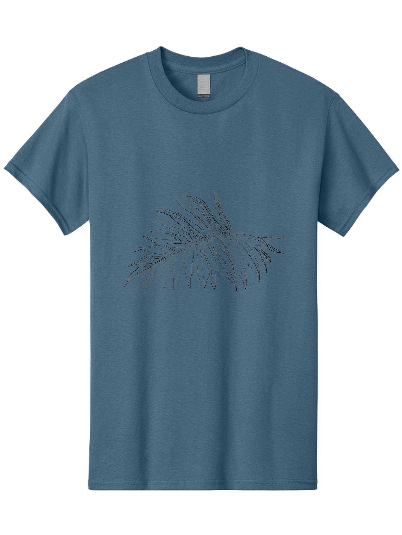 Palm-Leaf Men'S Graphic Tee, 100% Cotton, Comfortable Casual Summer Wear, Machine Washable, Hand Drawn Art, Simple Line Art, Palm Frond, Minimalist Design, Tropical Elements, Leafy Motif Aac342 13