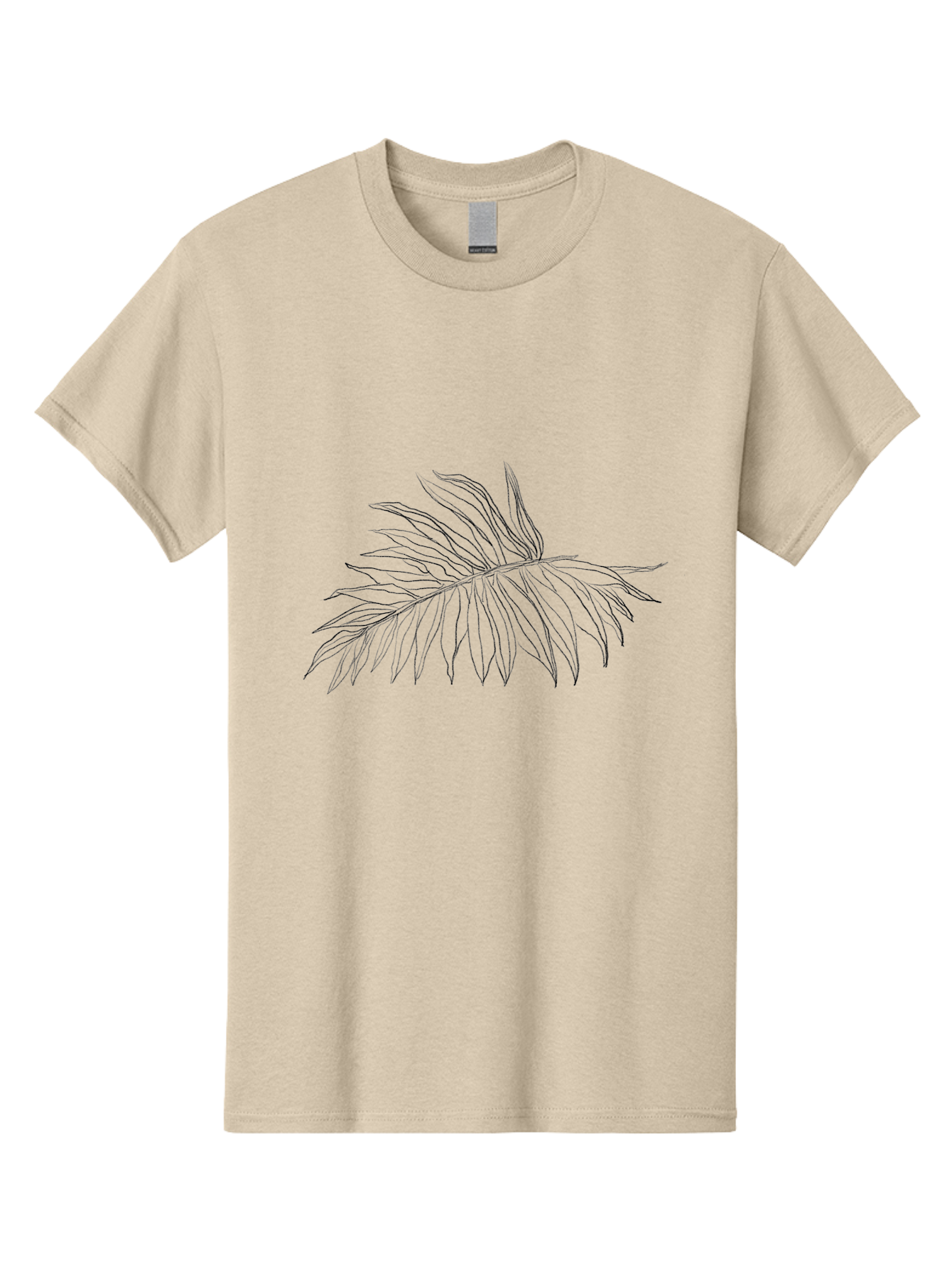 Palm-Leaf Men'S Graphic Tee, 100% Cotton, Comfortable Casual Summer Wear, Machine Washable, Hand Drawn Art, Simple Line Art, Palm Frond, Minimalist Design, Tropical Elements, Leafy Motif Aac342 17