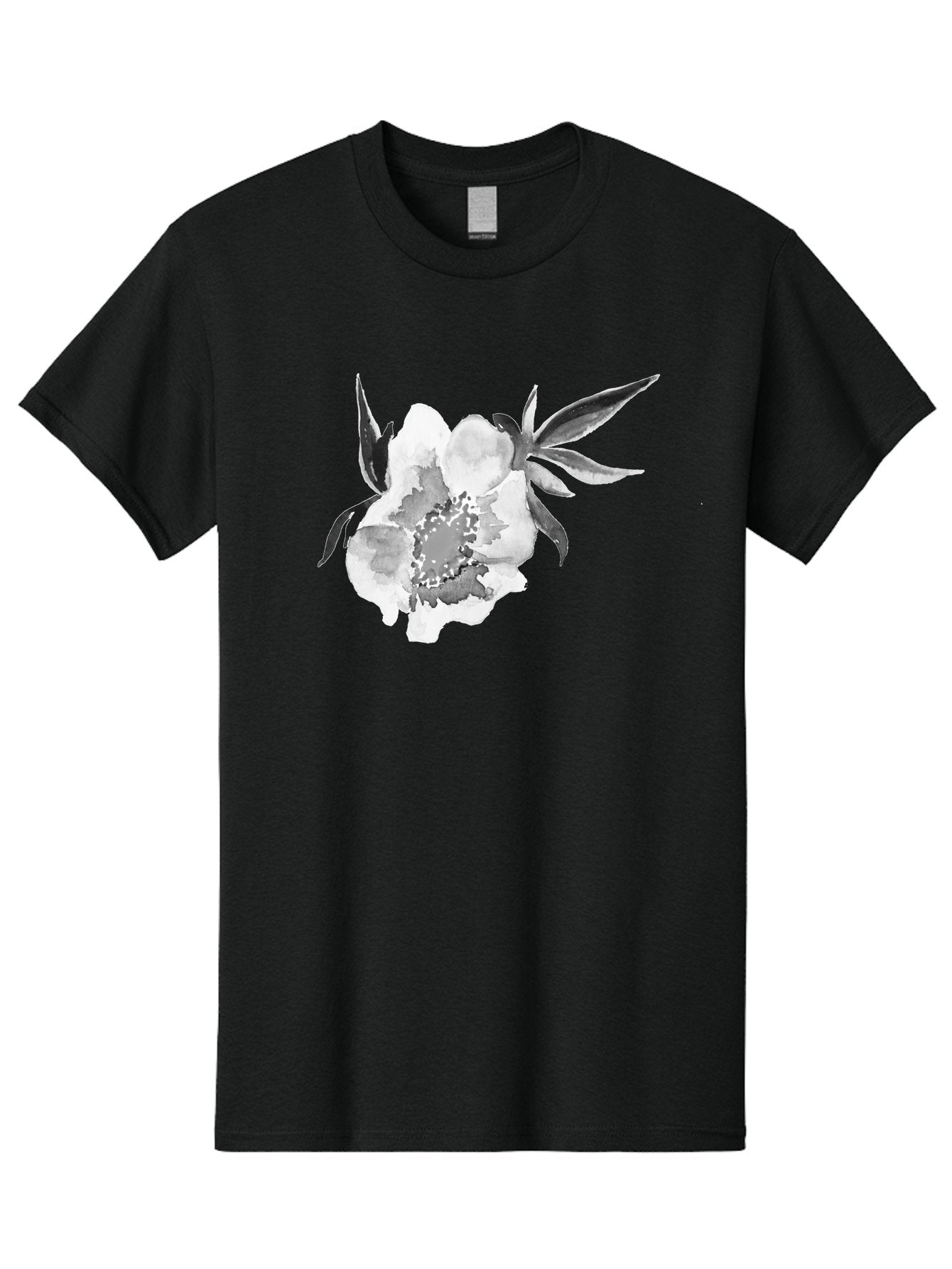 Peony-Flower Men'S Graphic Tee, 100% Cotton, Comfortable Casual Summer Wear, Machine Washable, Black And White Peony, Watercolor Painting, Flower Illustration, Artistic Design, Botanical Art, Grayscale Flowers, Delicate Petals, Floral Pattern Aac343 10