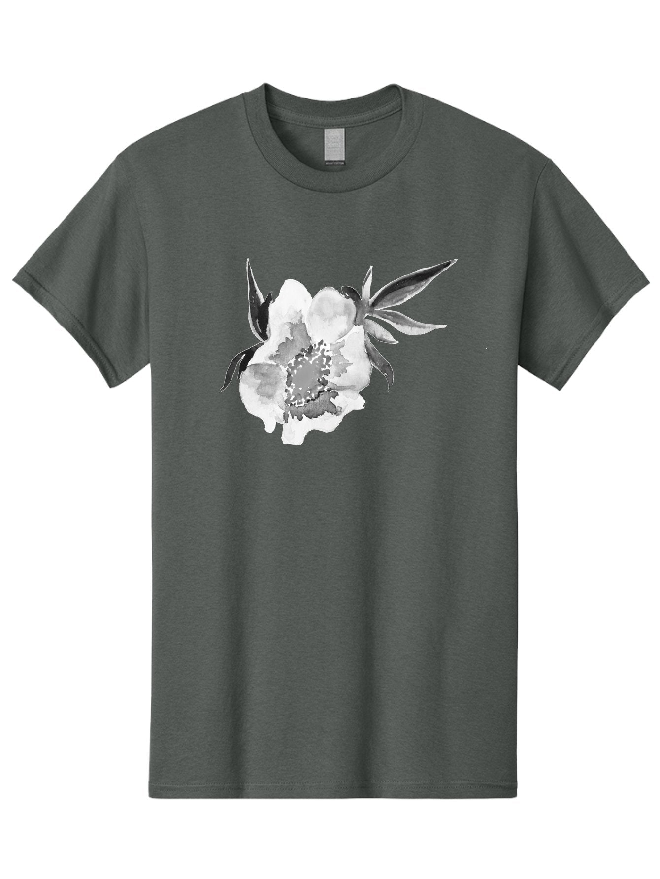 Peony-Flower Men'S Graphic Tee, 100% Cotton, Comfortable Casual Summer Wear, Machine Washable, Black And White Peony, Watercolor Painting, Flower Illustration, Artistic Design, Botanical Art, Grayscale Flowers, Delicate Petals, Floral Pattern Aac343 5