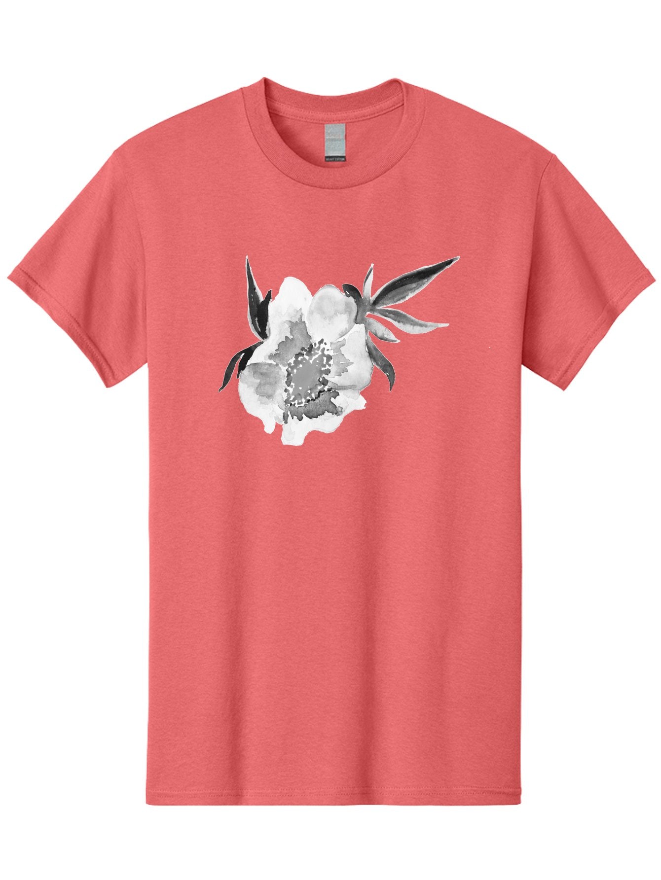 Peony-Flower Men'S Graphic Tee, 100% Cotton, Comfortable Casual Summer Wear, Machine Washable, Black And White Peony, Watercolor Painting, Flower Illustration, Artistic Design, Botanical Art, Grayscale Flowers, Delicate Petals, Floral Pattern Aac343 8