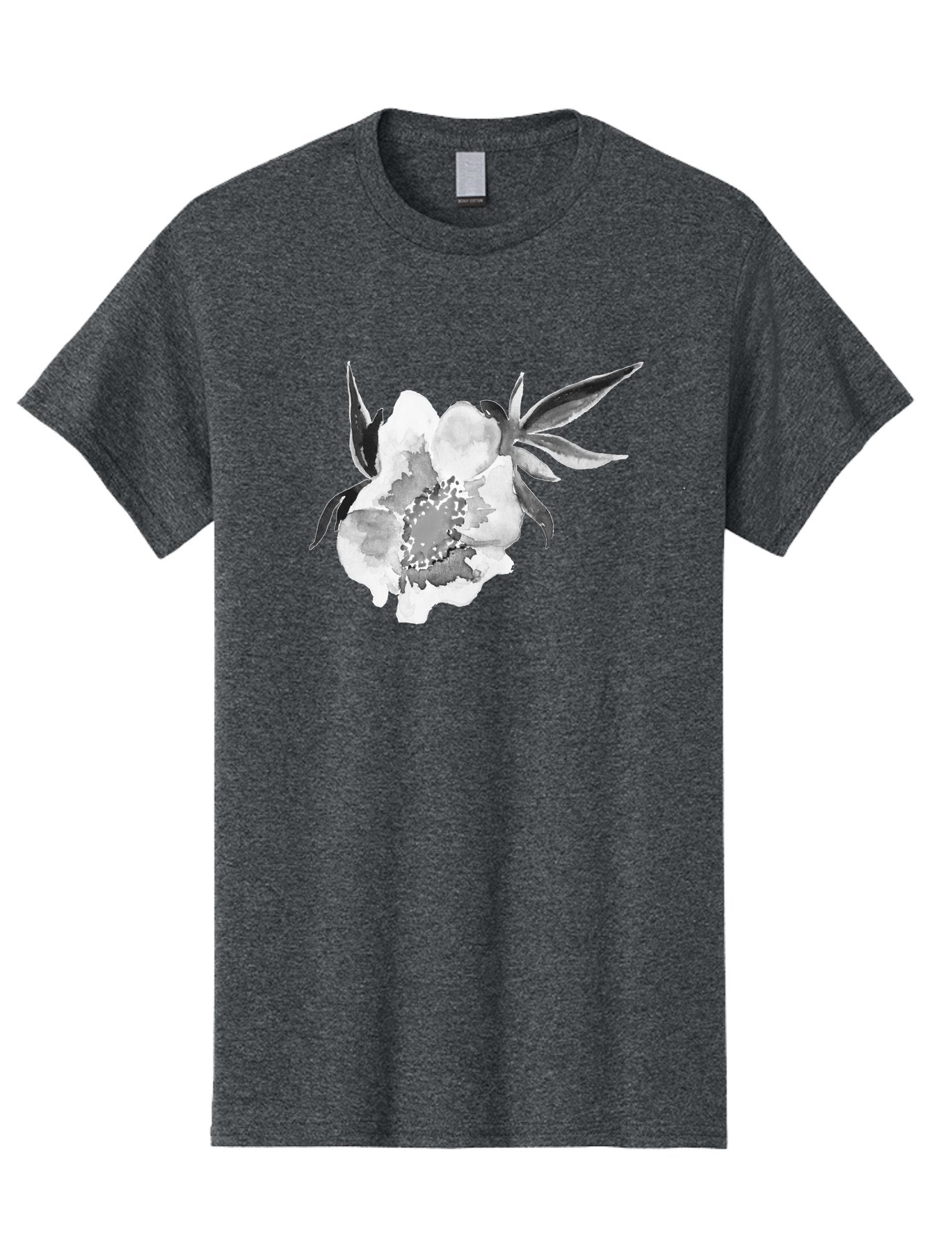 Peony-Flower Men'S Graphic Tee, 100% Cotton, Comfortable Casual Summer Wear, Machine Washable, Black And White Peony, Watercolor Painting, Flower Illustration, Artistic Design, Botanical Art, Grayscale Flowers, Delicate Petals, Floral Pattern Aac343 4