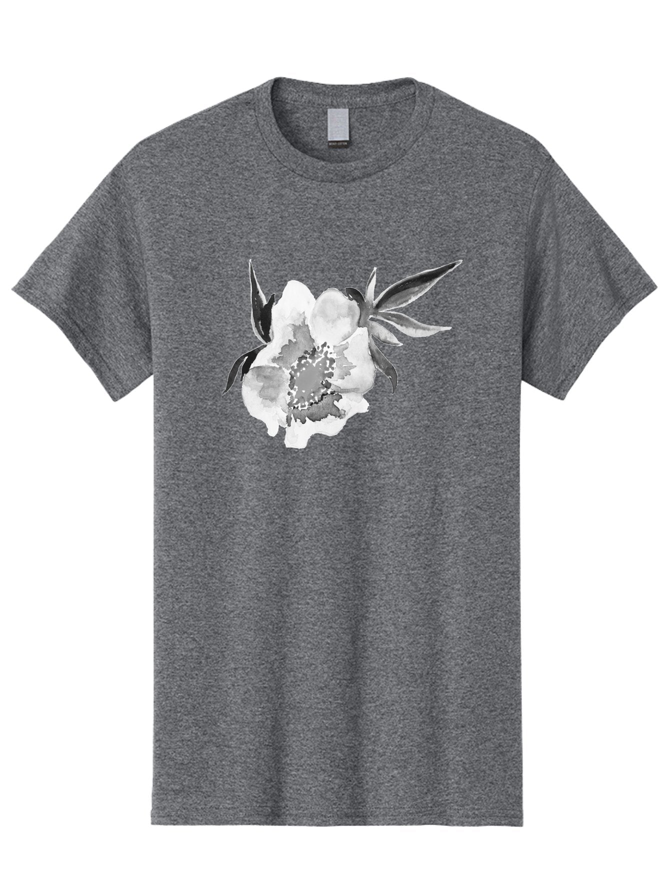 Peony-Flower Men'S Graphic Tee, 100% Cotton, Comfortable Casual Summer Wear, Machine Washable, Black And White Peony, Watercolor Painting, Flower Illustration, Artistic Design, Botanical Art, Grayscale Flowers, Delicate Petals, Floral Pattern Aac343 15