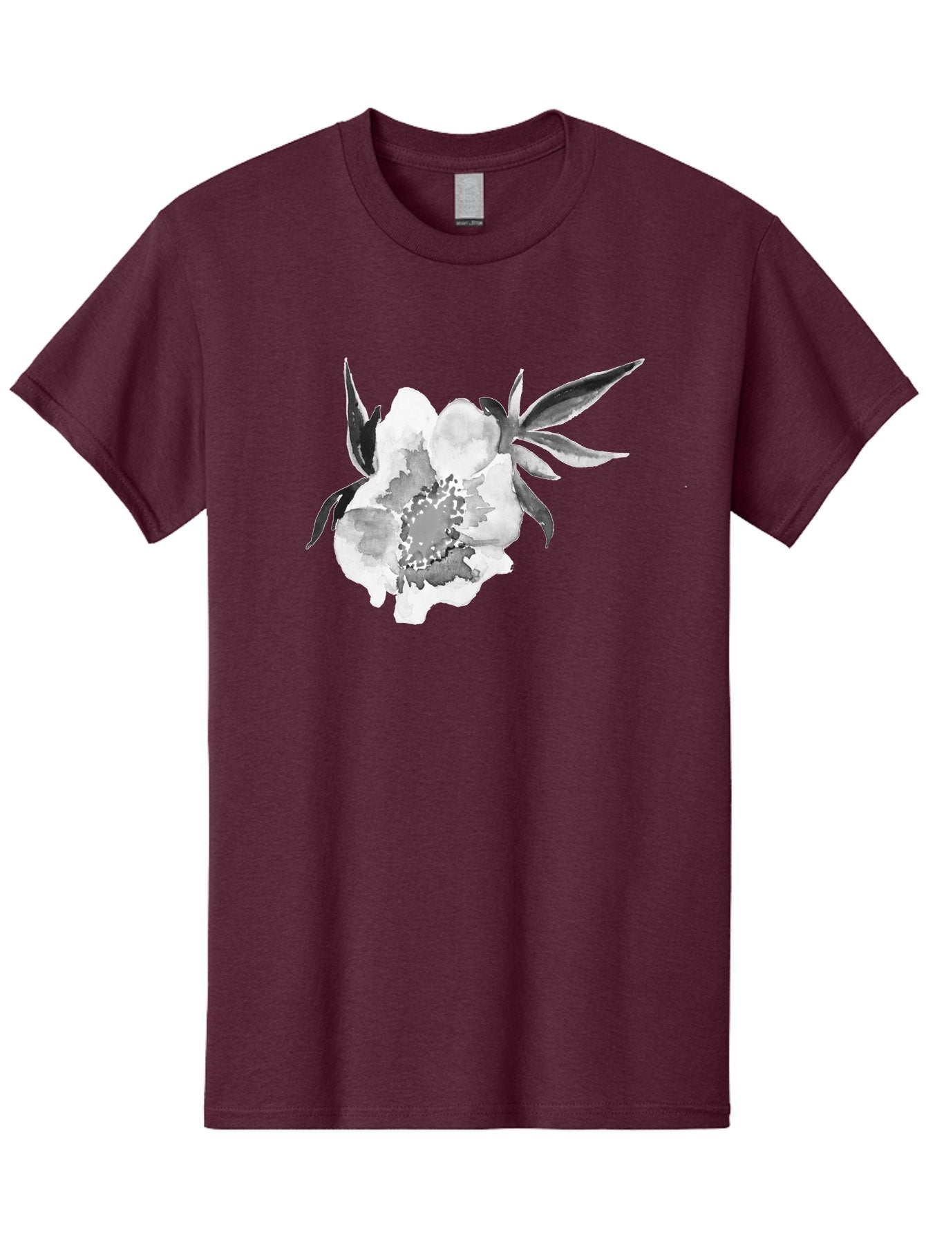 Peony-Flower Men'S Graphic Tee, 100% Cotton, Comfortable Casual Summer Wear, Machine Washable, Black And White Peony, Watercolor Painting, Flower Illustration, Artistic Design, Botanical Art, Grayscale Flowers, Delicate Petals, Floral Pattern Aac343 7
