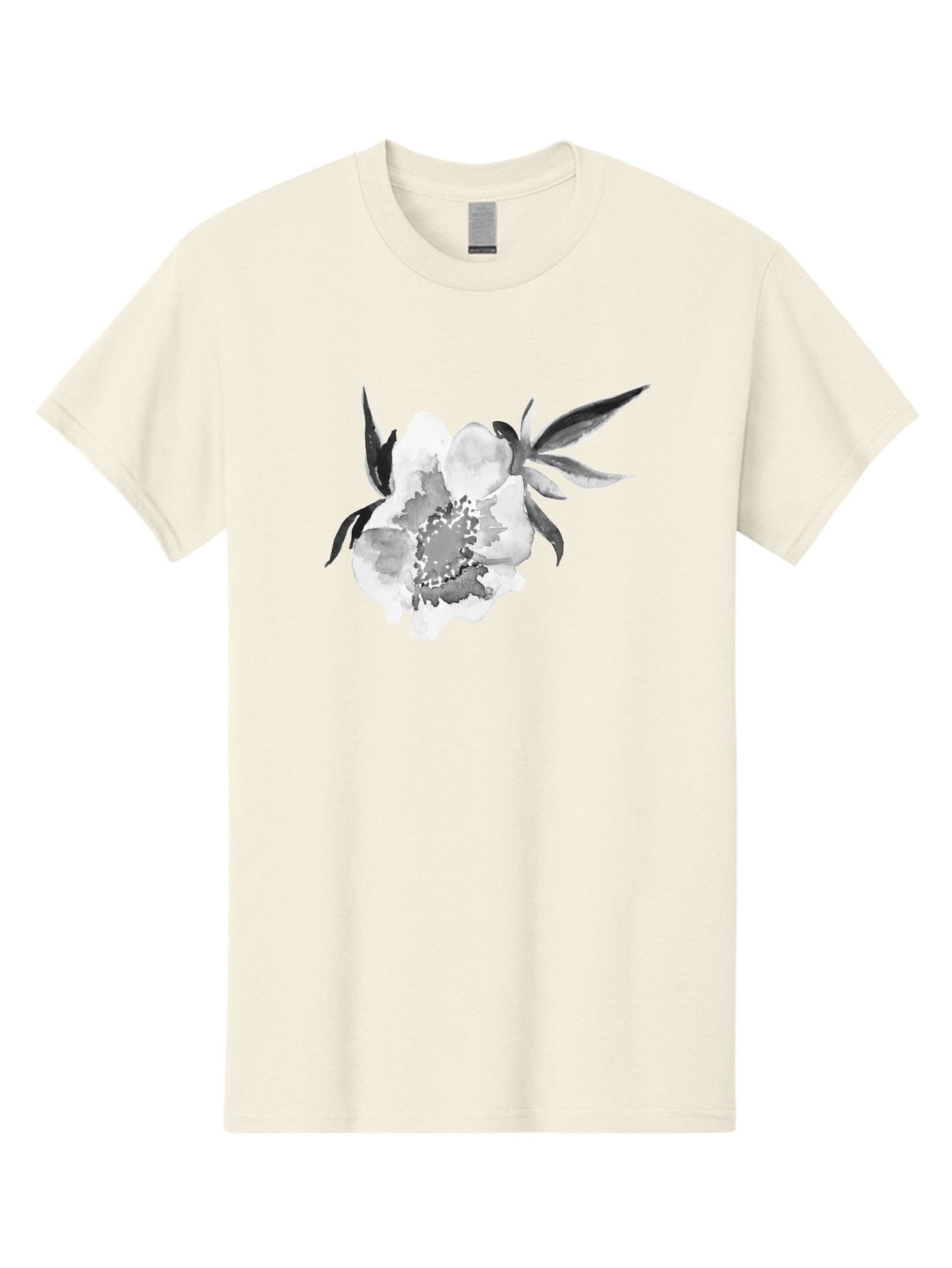 Peony-Flower Men'S Graphic Tee, 100% Cotton, Comfortable Casual Summer Wear, Machine Washable, Black And White Peony, Watercolor Painting, Flower Illustration, Artistic Design, Botanical Art, Grayscale Flowers, Delicate Petals, Floral Pattern Aac343 5