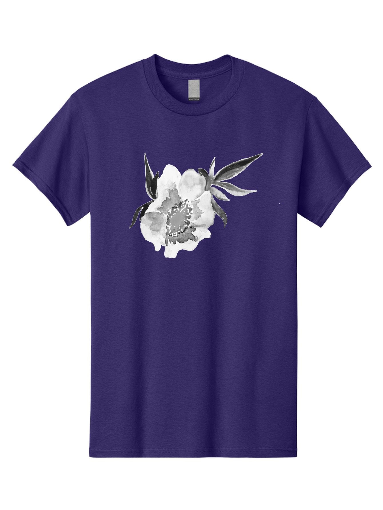 Peony-Flower Men'S Graphic Tee, 100% Cotton, Comfortable Casual Summer Wear, Machine Washable, Black And White Peony, Watercolor Painting, Flower Illustration, Artistic Design, Botanical Art, Grayscale Flowers, Delicate Petals, Floral Pattern Aac343 11
