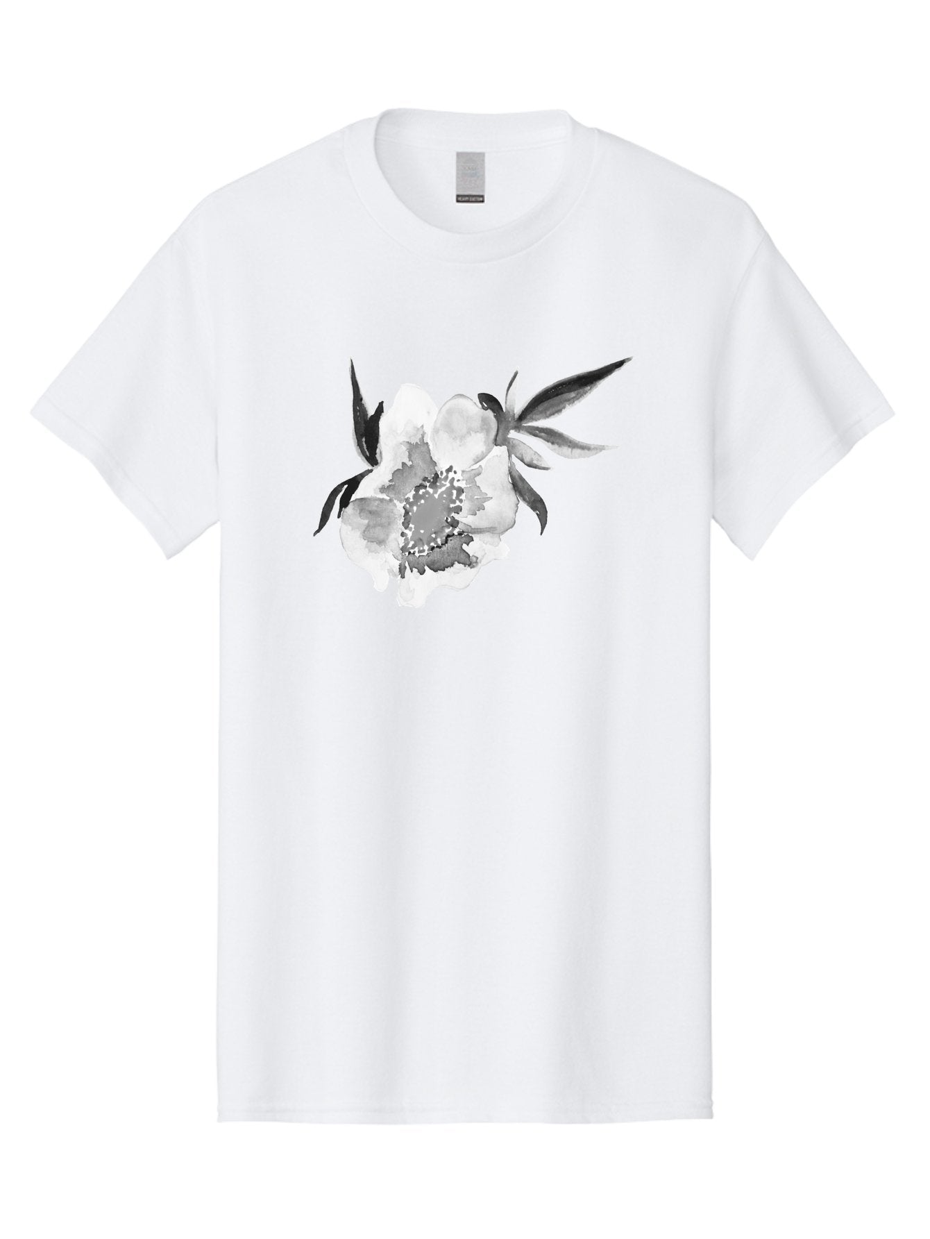 Peony-Flower Men'S Graphic Tee, 100% Cotton, Comfortable Casual Summer Wear, Machine Washable, Black And White Peony, Watercolor Painting, Flower Illustration, Artistic Design, Botanical Art, Grayscale Flowers, Delicate Petals, Floral Pattern Aac343 9