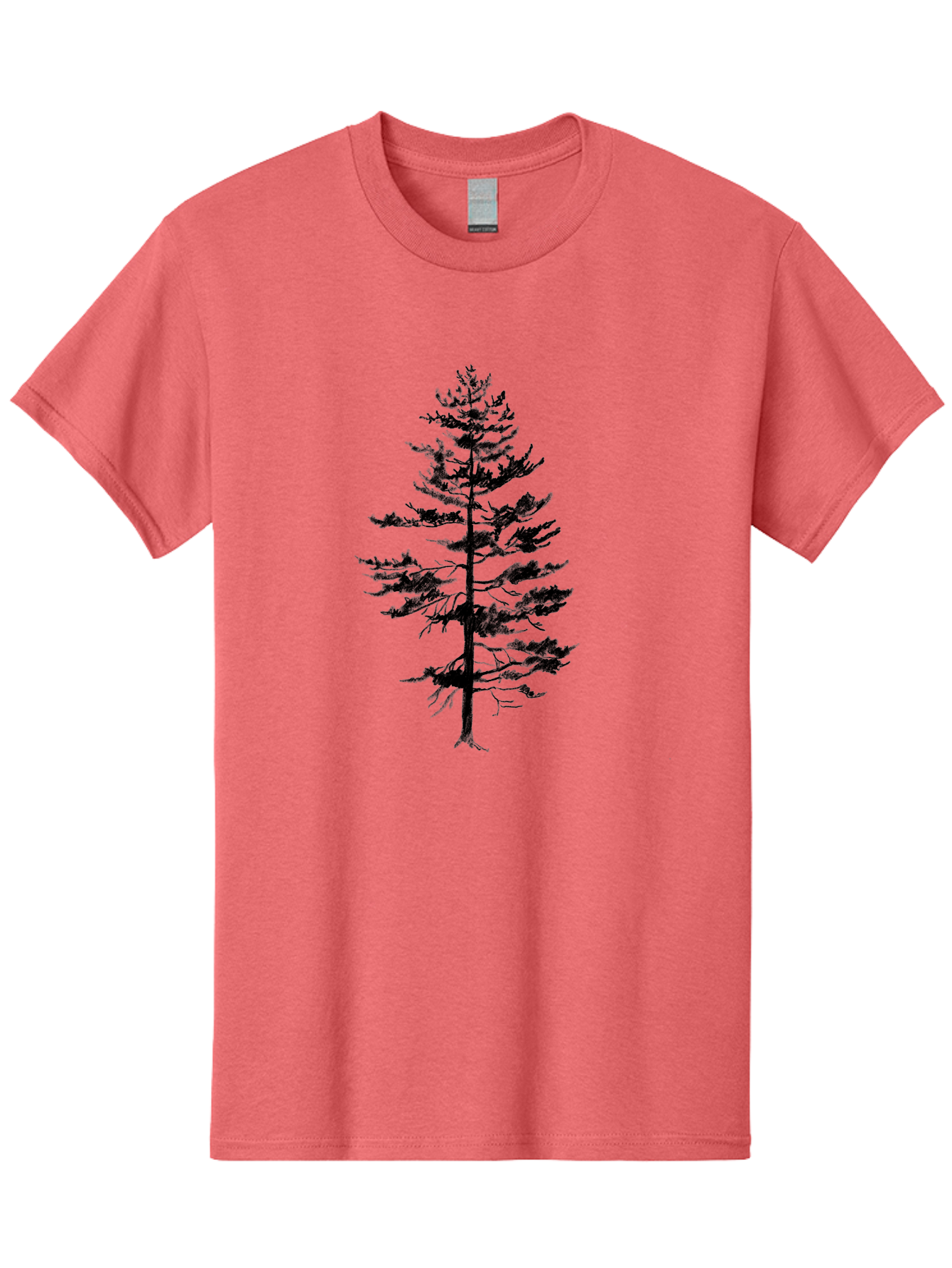 Pine-Tree-Silhouette Men'S Graphic Tee, 100% Cotton, Comfortable Casual Summer Wear, Machine Washable, Pine Tree Silhouette, Evergreen Tree, Tree Branches, Minimalist Design, Simple Graphics, Nature-Inspired Art, Graphic Design Elements, Aac344 15