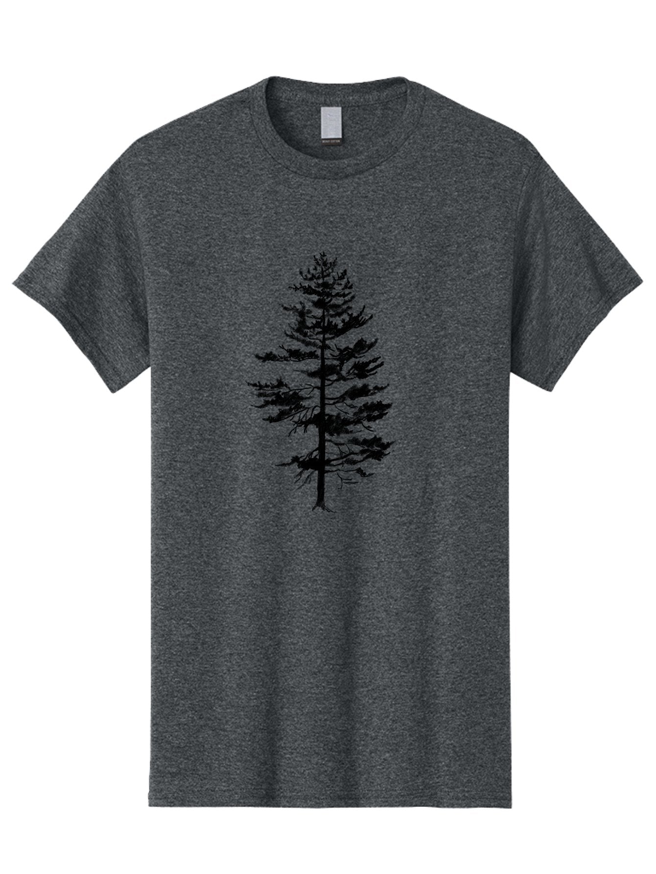 Pine-Tree-Silhouette Men'S Graphic Tee, 100% Cotton, Comfortable Casual Summer Wear, Machine Washable, Pine Tree Silhouette, Evergreen Tree, Tree Branches, Minimalist Design, Simple Graphics, Nature-Inspired Art, Graphic Design Elements, Aac344 15