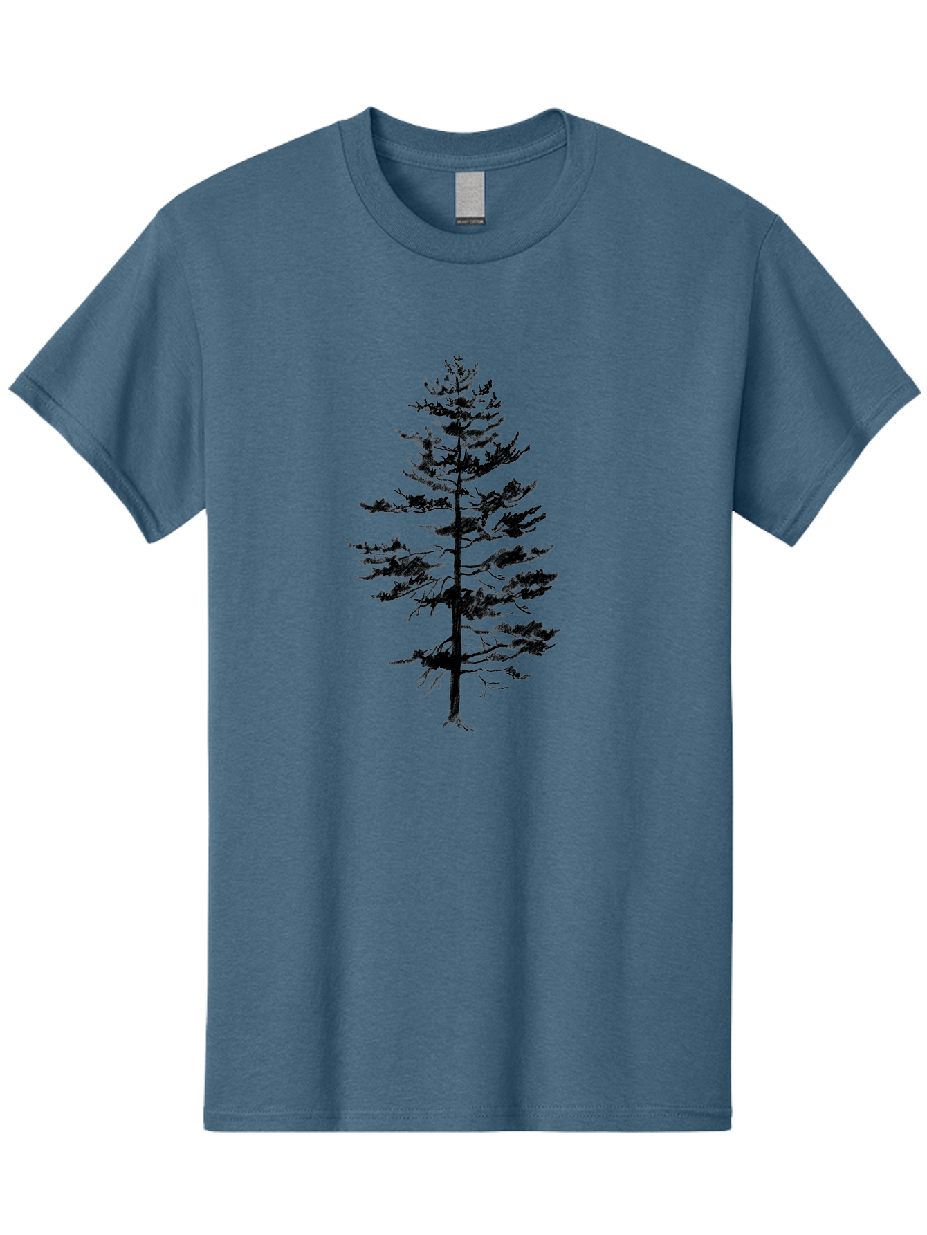 Pine-Tree-Silhouette Men'S Graphic Tee, 100% Cotton, Comfortable Casual Summer Wear, Machine Washable, Pine Tree Silhouette, Evergreen Tree, Tree Branches, Minimalist Design, Simple Graphics, Nature-Inspired Art, Graphic Design Elements, Aac344 11