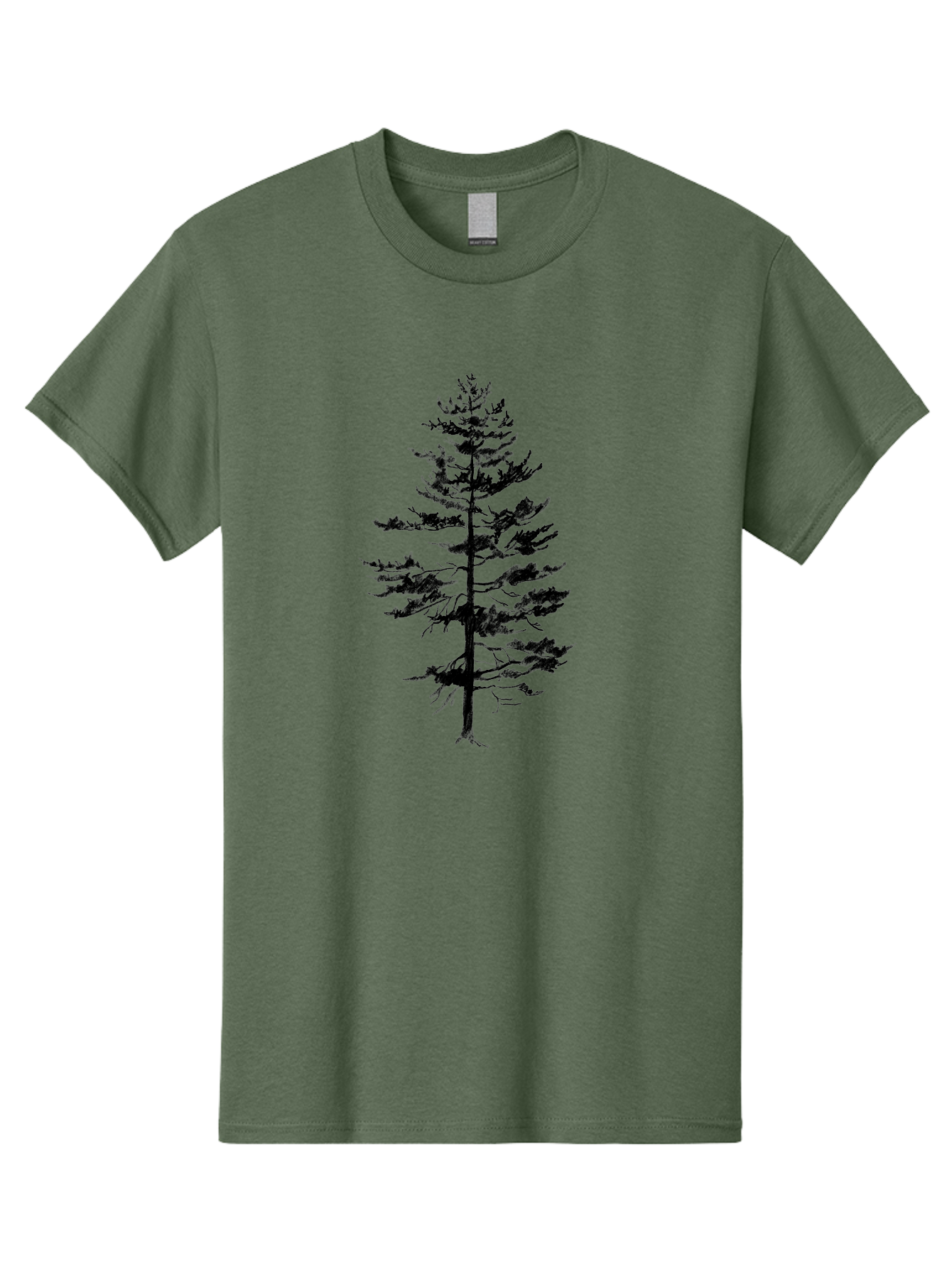Pine-Tree-Silhouette Men'S Graphic Tee, 100% Cotton, Comfortable Casual Summer Wear, Machine Washable, Pine Tree Silhouette, Evergreen Tree, Tree Branches, Minimalist Design, Simple Graphics, Nature-Inspired Art, Graphic Design Elements, Aac344 7