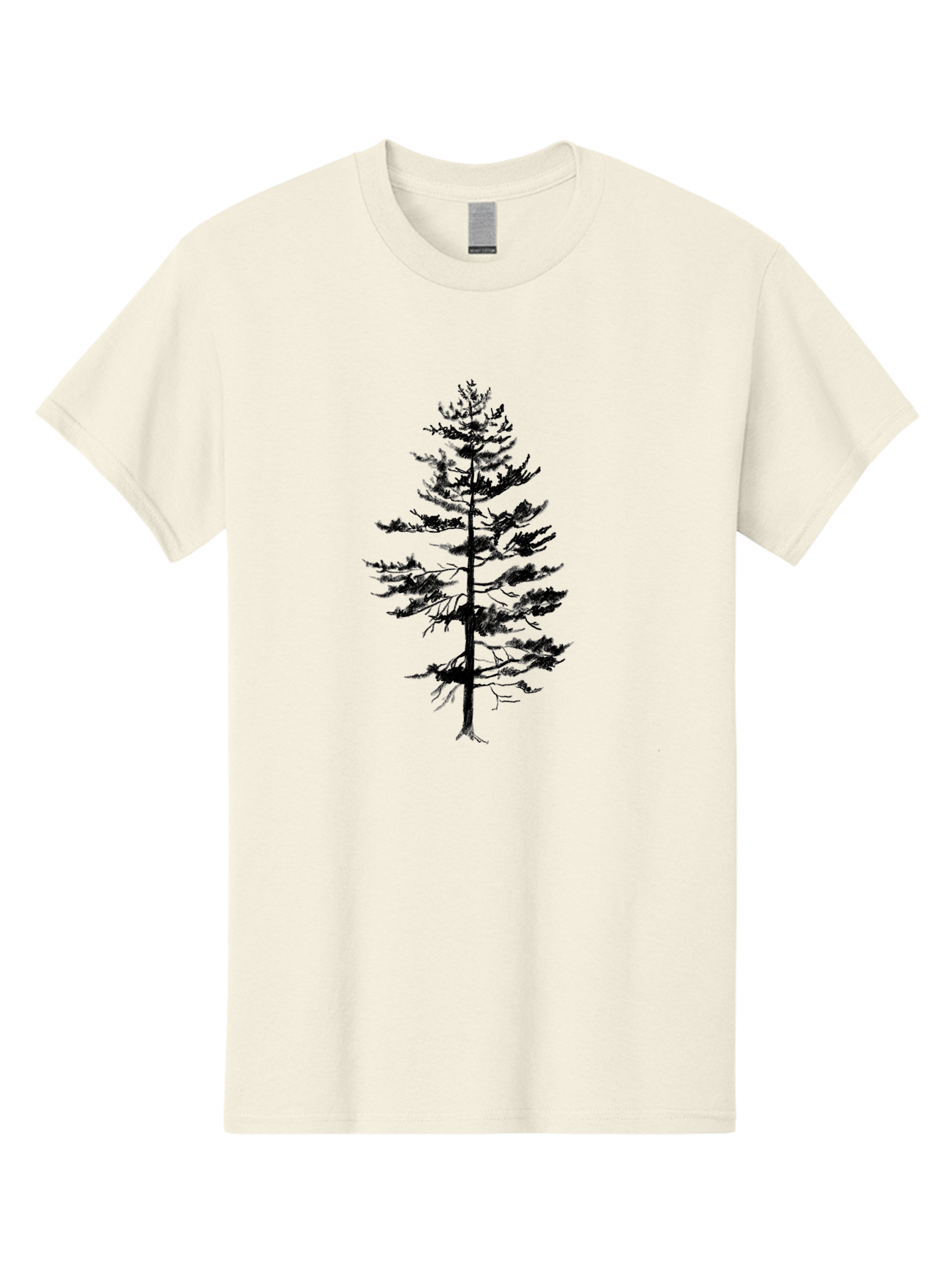 Pine-Tree-Silhouette Men'S Graphic Tee, 100% Cotton, Comfortable Casual Summer Wear, Machine Washable, Pine Tree Silhouette, Evergreen Tree, Tree Branches, Minimalist Design, Simple Graphics, Nature-Inspired Art, Graphic Design Elements, Aac344 17