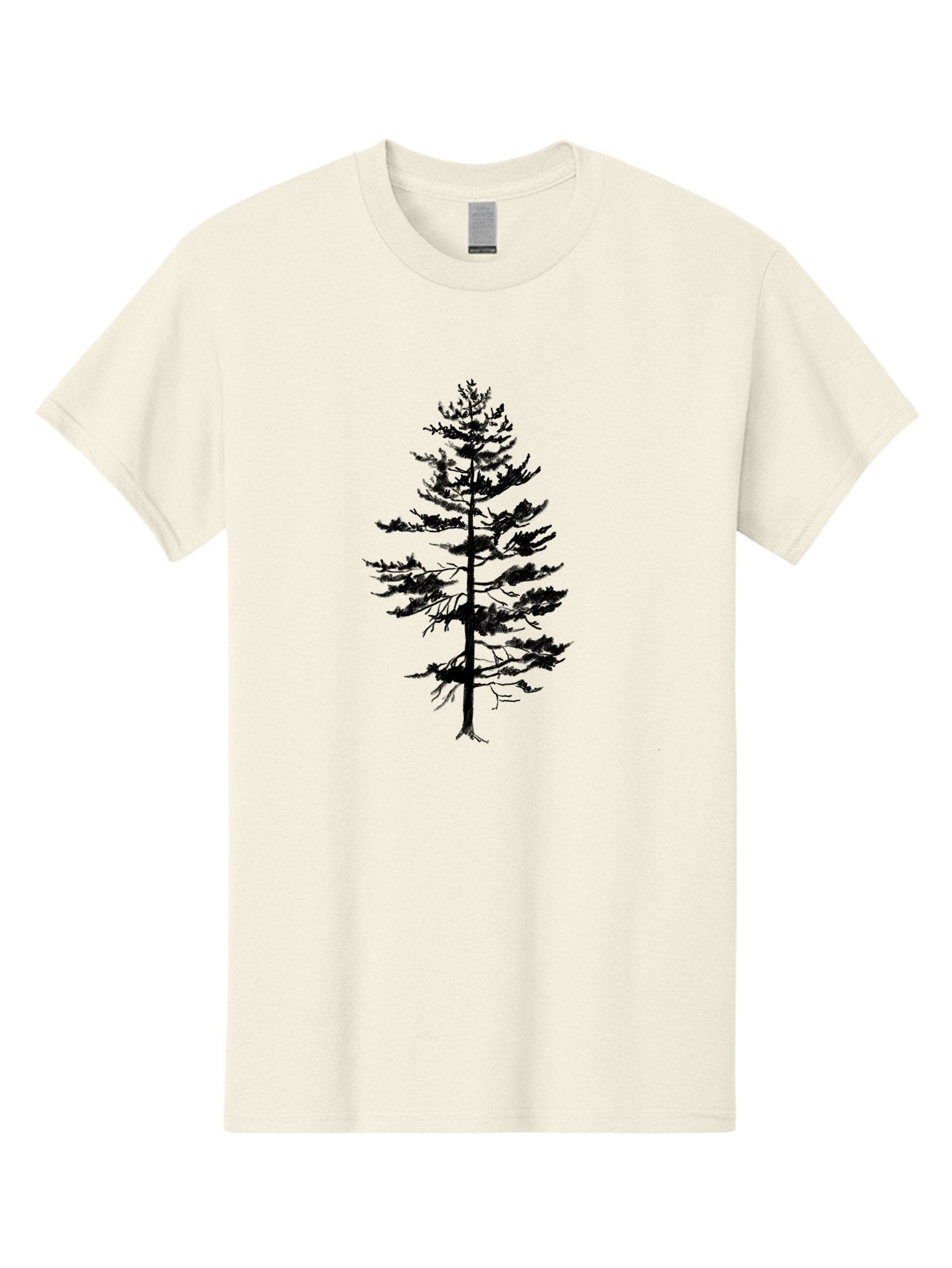 Pine-Tree-Silhouette Men'S Graphic Tee, 100% Cotton, Comfortable Casual Summer Wear, Machine Washable, Pine Tree Silhouette, Evergreen Tree, Tree Branches, Minimalist Design, Simple Graphics, Nature-Inspired Art, Graphic Design Elements, Aac344 3
