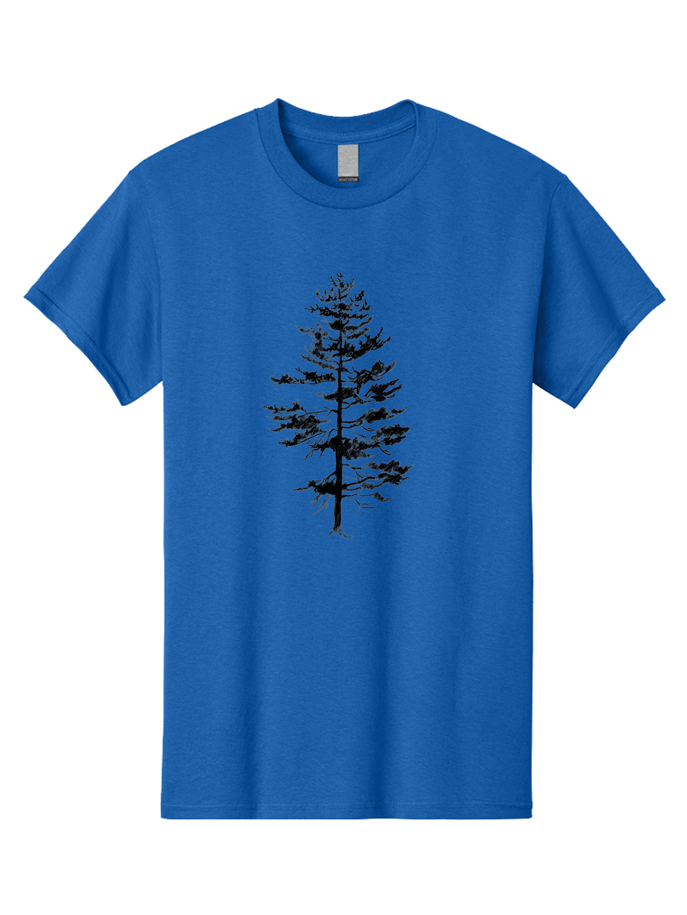 Pine-Tree-Silhouette Men'S Graphic Tee, 100% Cotton, Comfortable Casual Summer Wear, Machine Washable, Pine Tree Silhouette, Evergreen Tree, Tree Branches, Minimalist Design, Simple Graphics, Nature-Inspired Art, Graphic Design Elements, Aac344 21