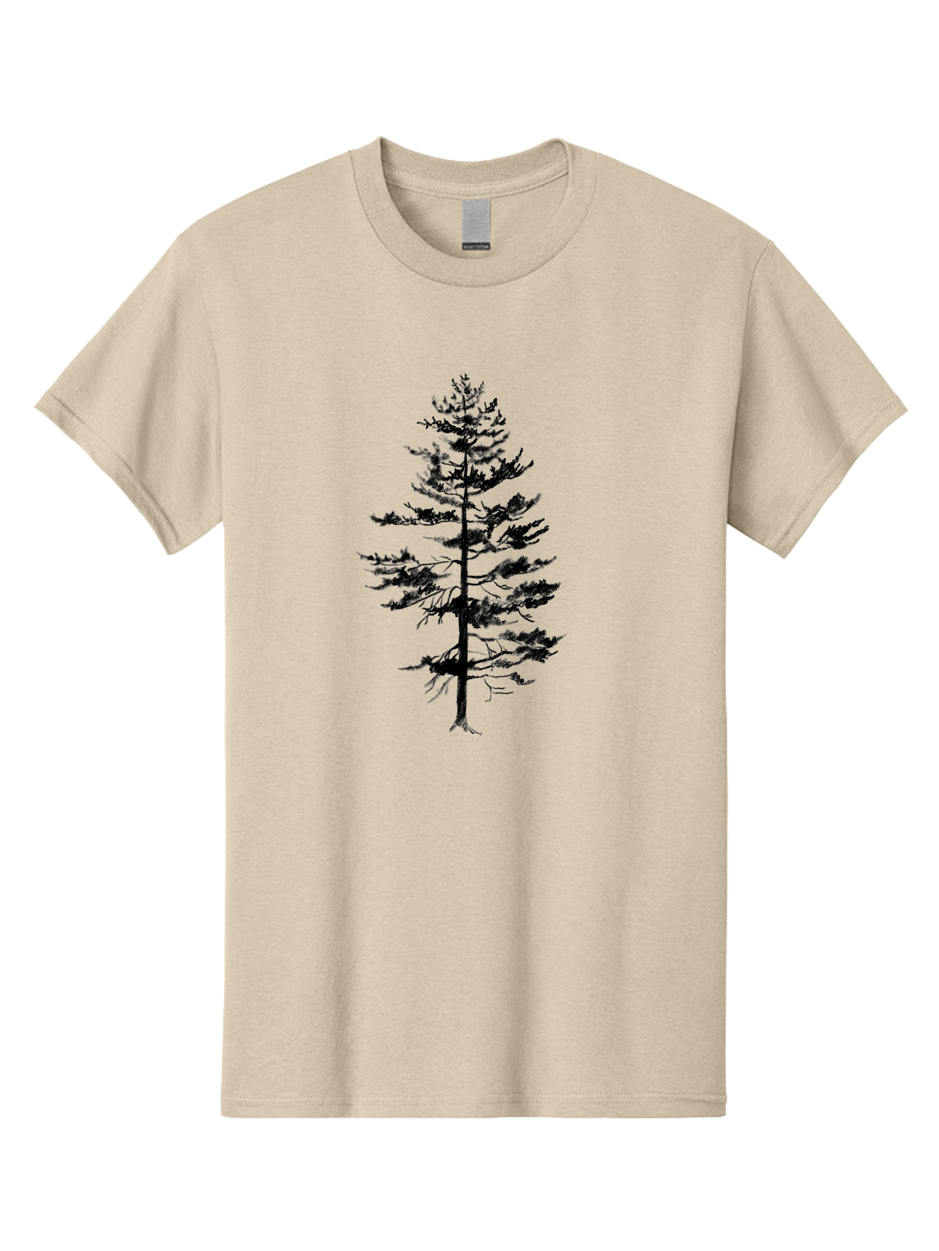 Pine-Tree-Silhouette Men'S Graphic Tee, 100% Cotton, Comfortable Casual Summer Wear, Machine Washable, Pine Tree Silhouette, Evergreen Tree, Tree Branches, Minimalist Design, Simple Graphics, Nature-Inspired Art, Graphic Design Elements, Aac344 25