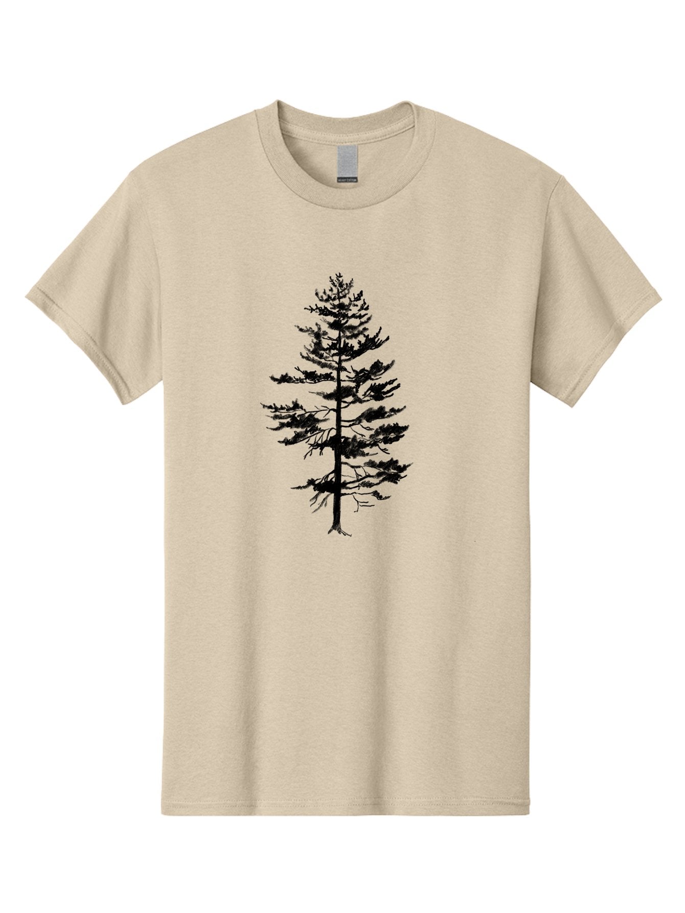 Pine-Tree-Silhouette Men'S Graphic Tee, 100% Cotton, Comfortable Casual Summer Wear, Machine Washable, Pine Tree Silhouette, Evergreen Tree, Tree Branches, Minimalist Design, Simple Graphics, Nature-Inspired Art, Graphic Design Elements, Aac344 7