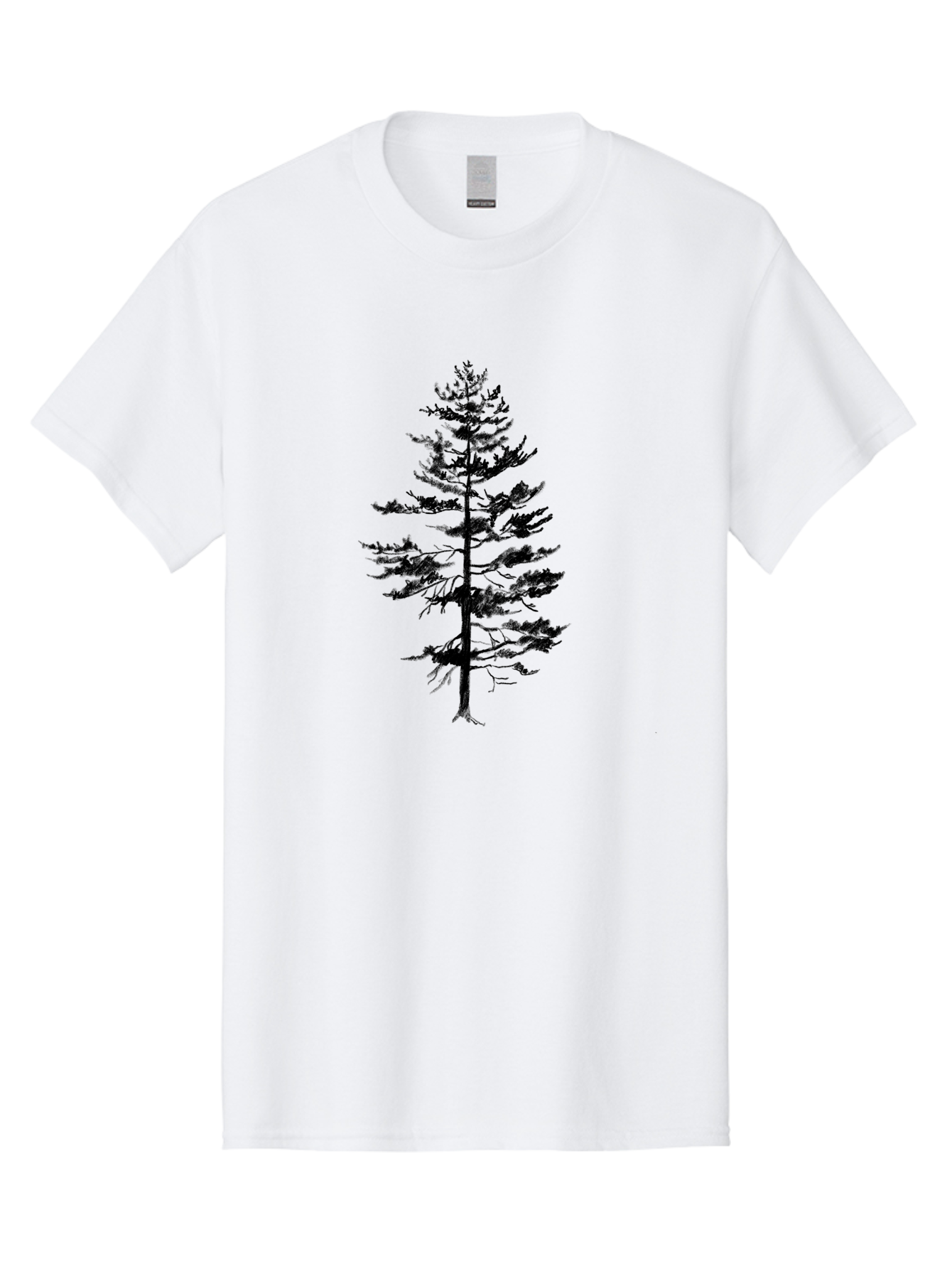 Pine-Tree-Silhouette Men'S Graphic Tee, 100% Cotton, Comfortable Casual Summer Wear, Machine Washable, Pine Tree Silhouette, Evergreen Tree, Tree Branches, Minimalist Design, Simple Graphics, Nature-Inspired Art, Graphic Design Elements, Aac344 3