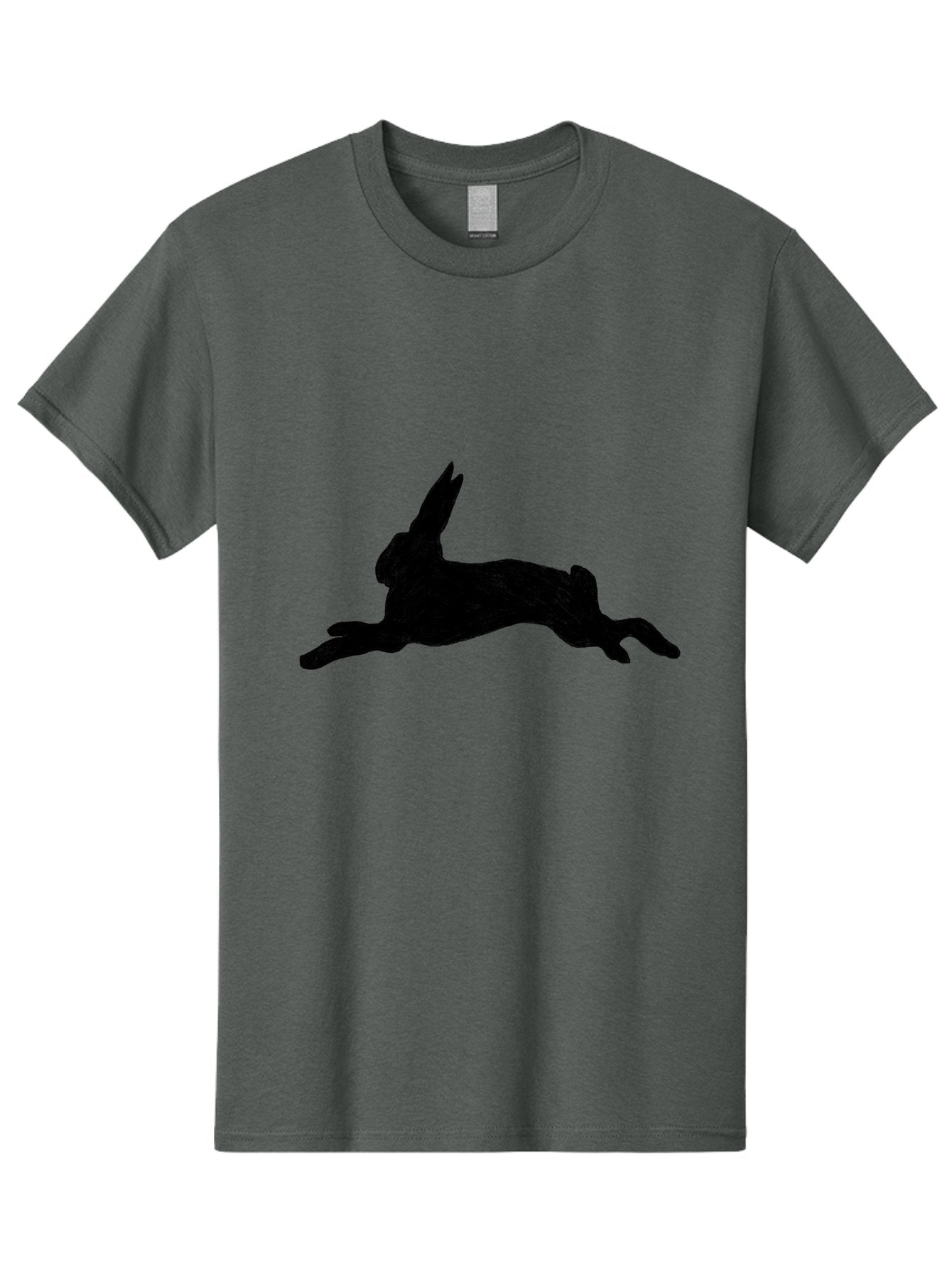 Running-Rabbit Men'S Graphic Tee, 100% Cotton, Comfortable Casual Summer Wear, Machine Washable, Leaping Rabbit, Dynamic Pose, Energetic Movement, Black Silhouette, Simple Design, Minimalist Art, Wildlife Silhouette Aac347 6