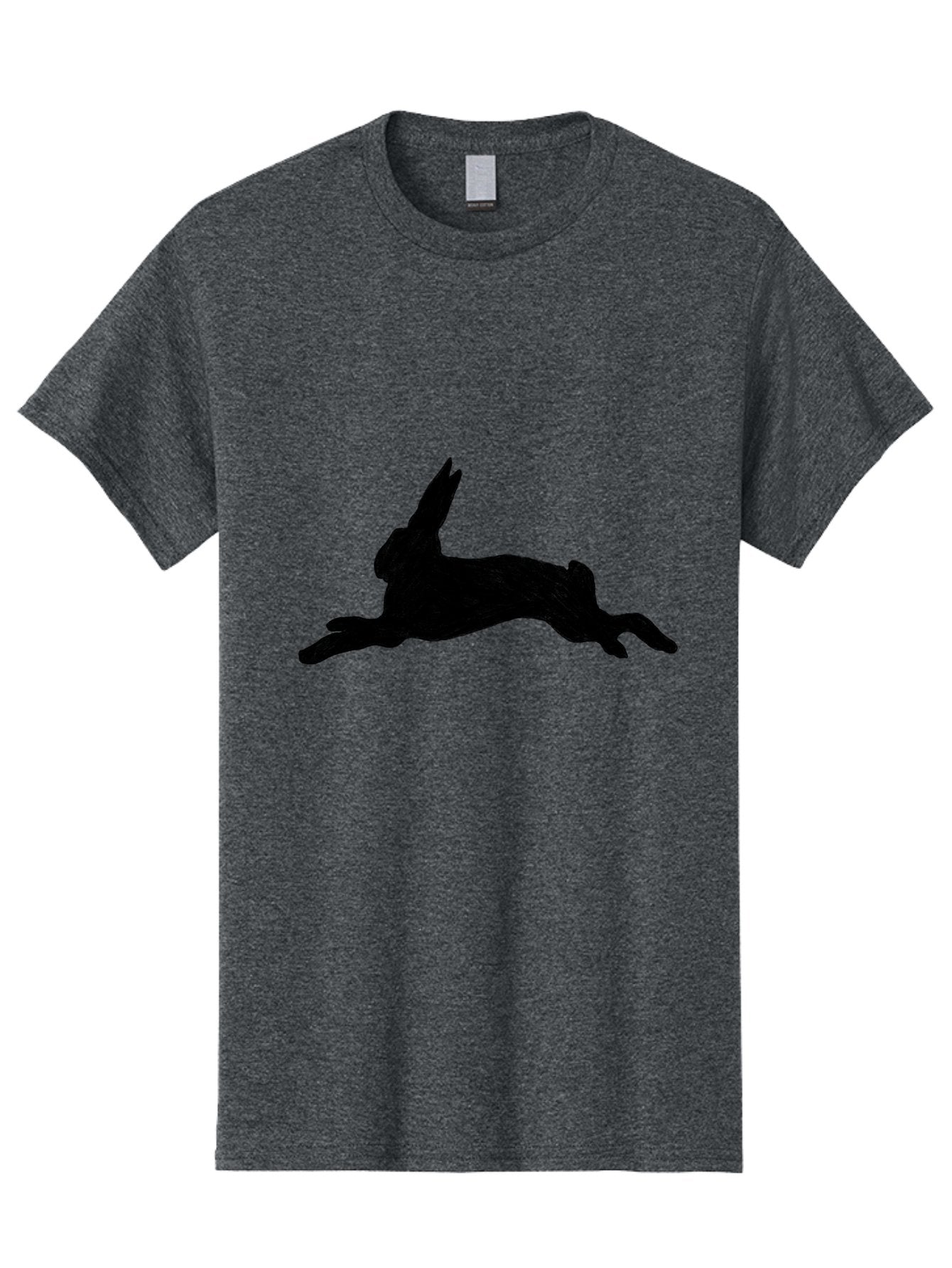 Running-Rabbit Men'S Graphic Tee, 100% Cotton, Comfortable Casual Summer Wear, Machine Washable, Leaping Rabbit, Dynamic Pose, Energetic Movement, Black Silhouette, Simple Design, Minimalist Art, Wildlife Silhouette Aac347