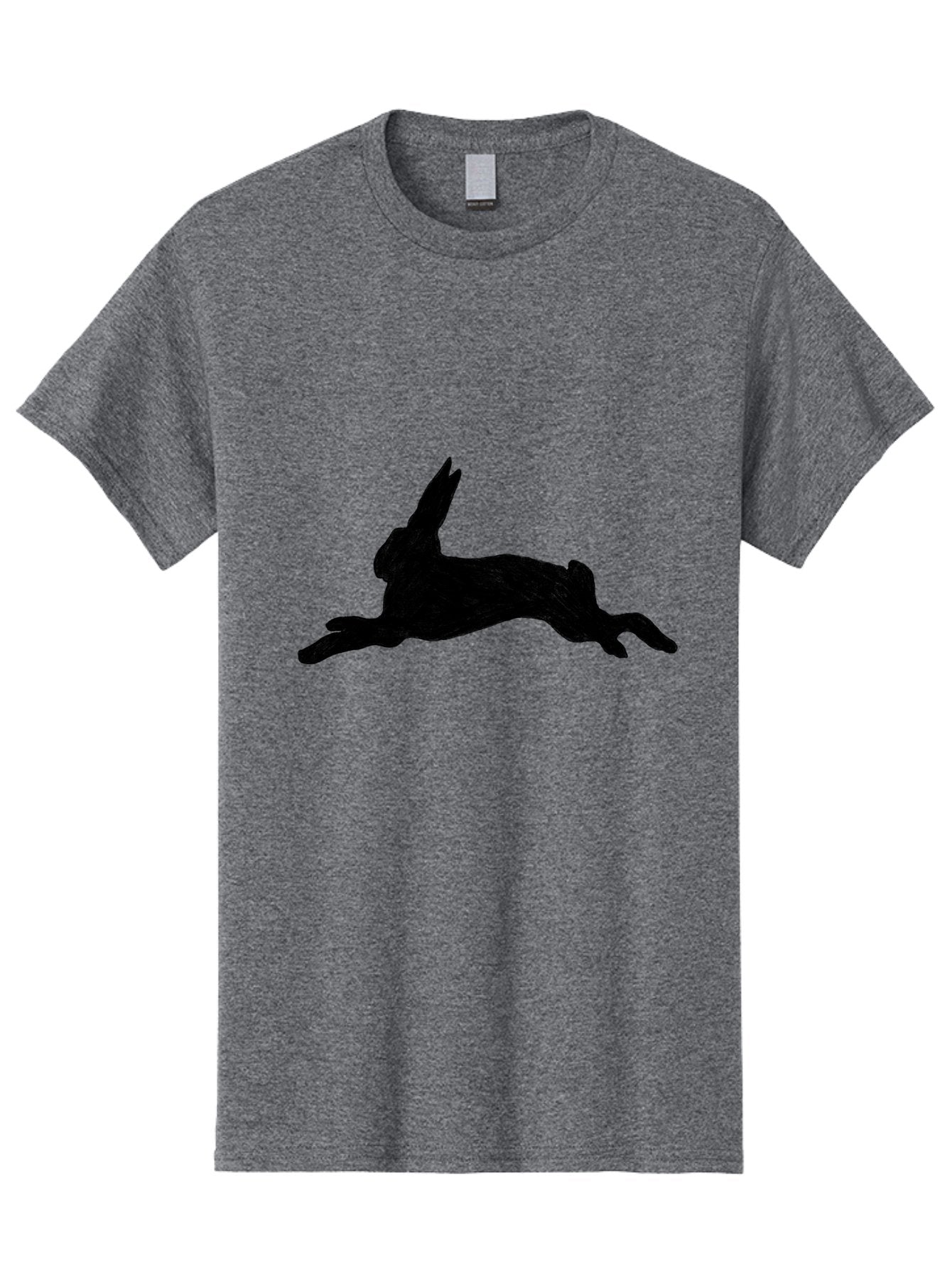 Running-Rabbit Men'S Graphic Tee, 100% Cotton, Comfortable Casual Summer Wear, Machine Washable, Leaping Rabbit, Dynamic Pose, Energetic Movement, Black Silhouette, Simple Design, Minimalist Art, Wildlife Silhouette Aac347 12