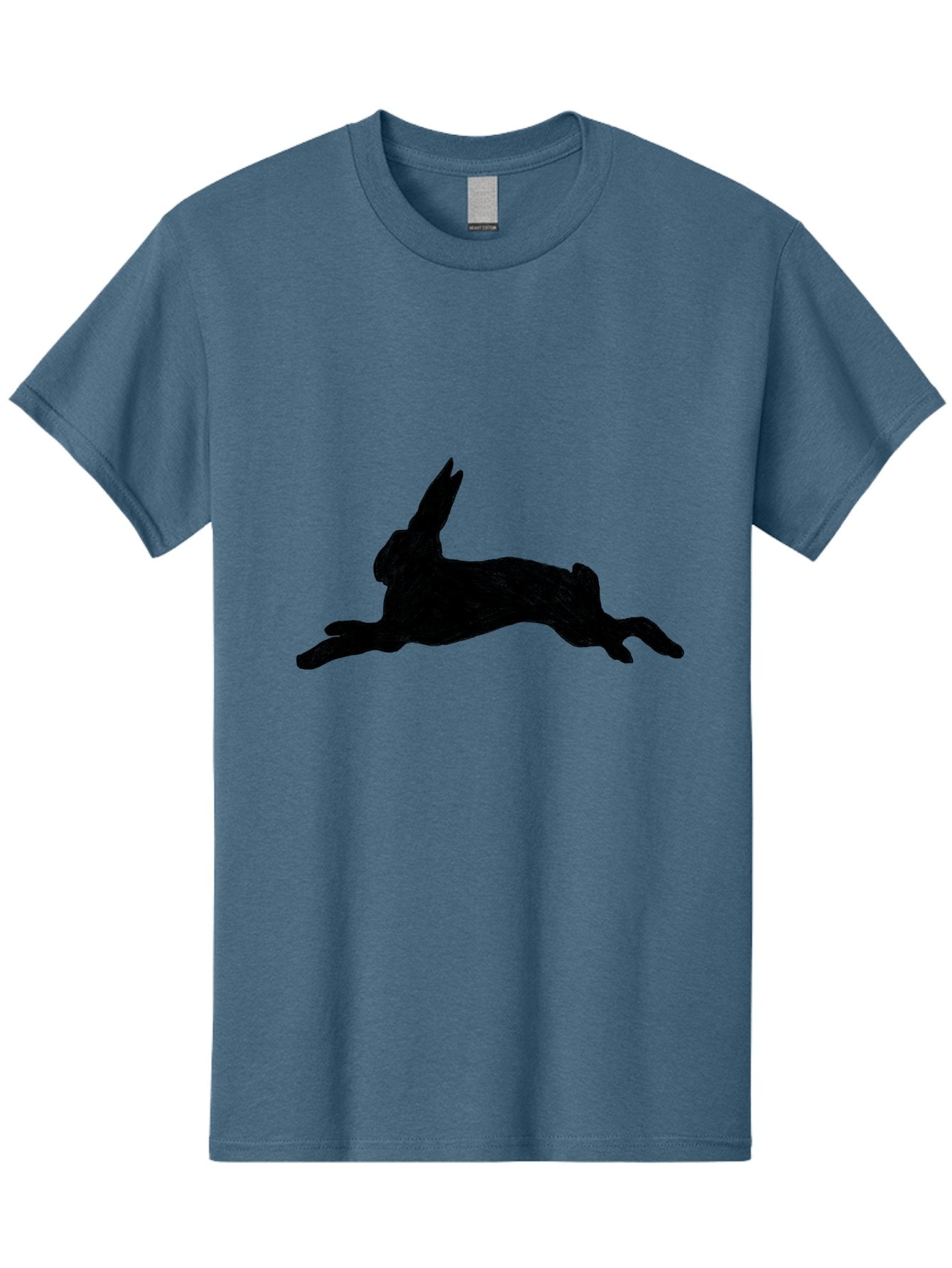 Running-Rabbit Men'S Graphic Tee, 100% Cotton, Comfortable Casual Summer Wear, Machine Washable, Leaping Rabbit, Dynamic Pose, Energetic Movement, Black Silhouette, Simple Design, Minimalist Art, Wildlife Silhouette Aac347 5