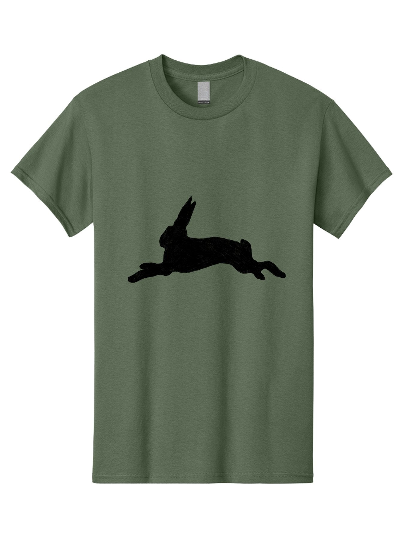 Running-Rabbit Men'S Graphic Tee, 100% Cotton, Comfortable Casual Summer Wear, Machine Washable, Leaping Rabbit, Dynamic Pose, Energetic Movement, Black Silhouette, Simple Design, Minimalist Art, Wildlife Silhouette Aac347 8