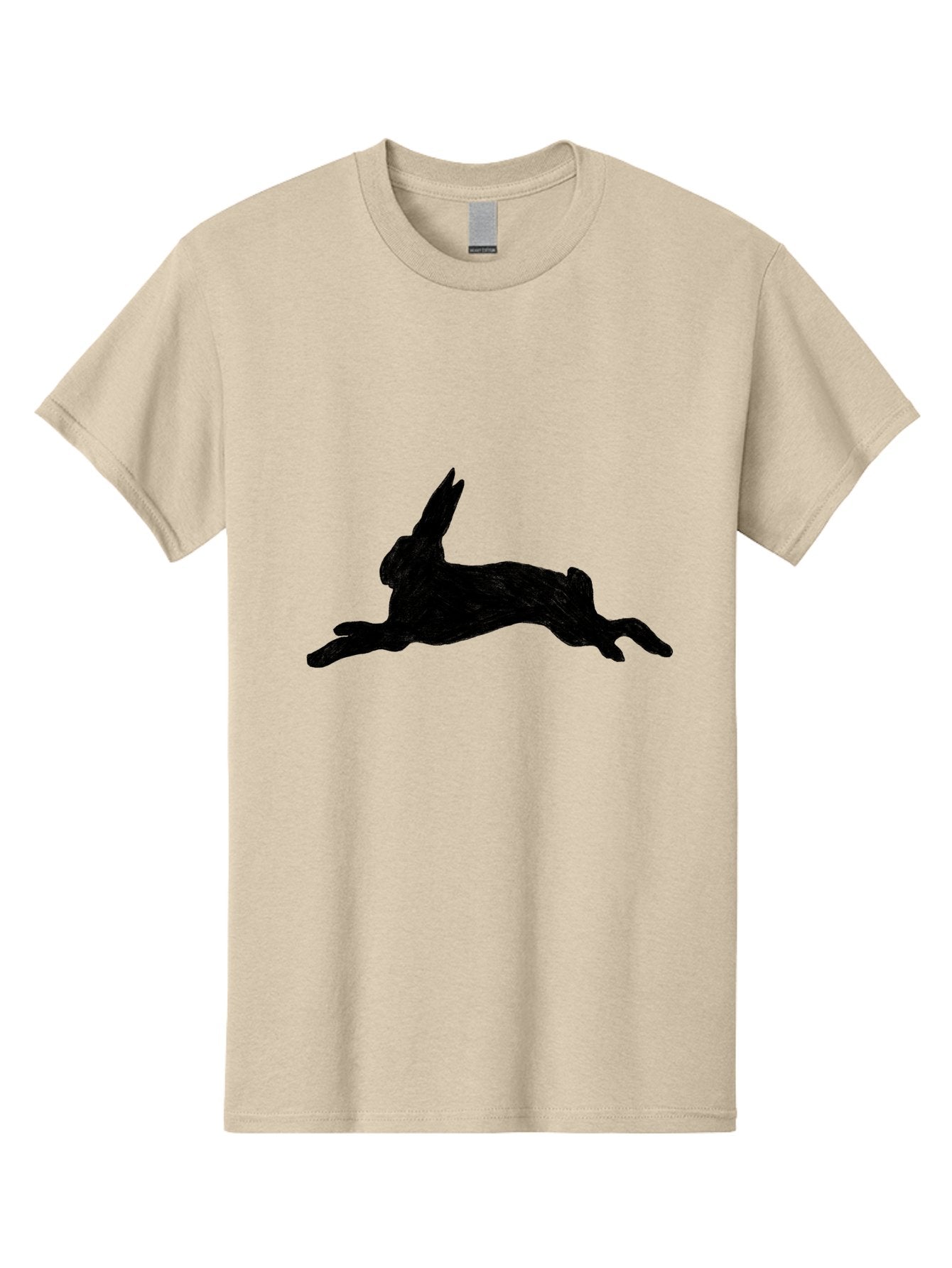Running-Rabbit Men'S Graphic Tee, 100% Cotton, Comfortable Casual Summer Wear, Machine Washable, Leaping Rabbit, Dynamic Pose, Energetic Movement, Black Silhouette, Simple Design, Minimalist Art, Wildlife Silhouette Aac347 13