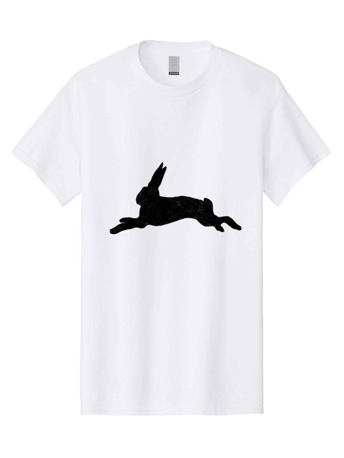 Running-Rabbit Men'S Graphic Tee, 100% Cotton, Comfortable Casual Summer Wear, Machine Washable, Leaping Rabbit, Dynamic Pose, Energetic Movement, Black Silhouette, Simple Design, Minimalist Art, Wildlife Silhouette Aac347 3
