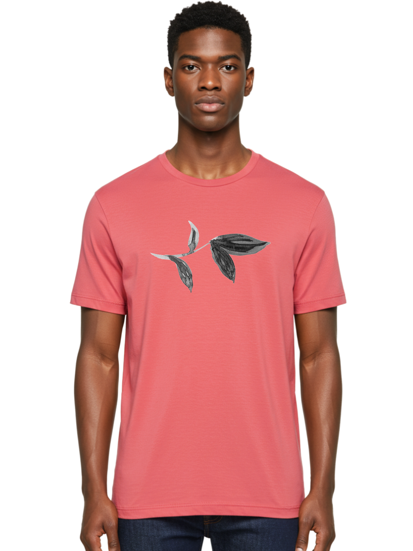 Silver-Leaves Men'S Graphic Tee, 100% Cotton, Comfortable Casual Summer Wear, Machine Washable, Black And White Leaves, Leaf Design, Leaf Pattern, Minimalist Art, Digital Illustration, Leafy Graphics, Plant Art, Modern Art, Simple Shapes, Aac349 22