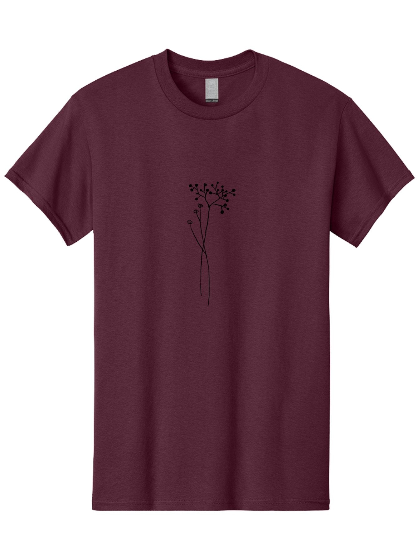 Simple-Flower-Drawing Men'S Graphic Tee, 100% Cotton, Comfortable Casual Summer Wear, Machine Washable, Simple Line Drawing, Minimalist Art, Wildflowers, Subtle Botanical Illustration, Delicate Flowers, Elegant Design, Black Lines Aac350 11