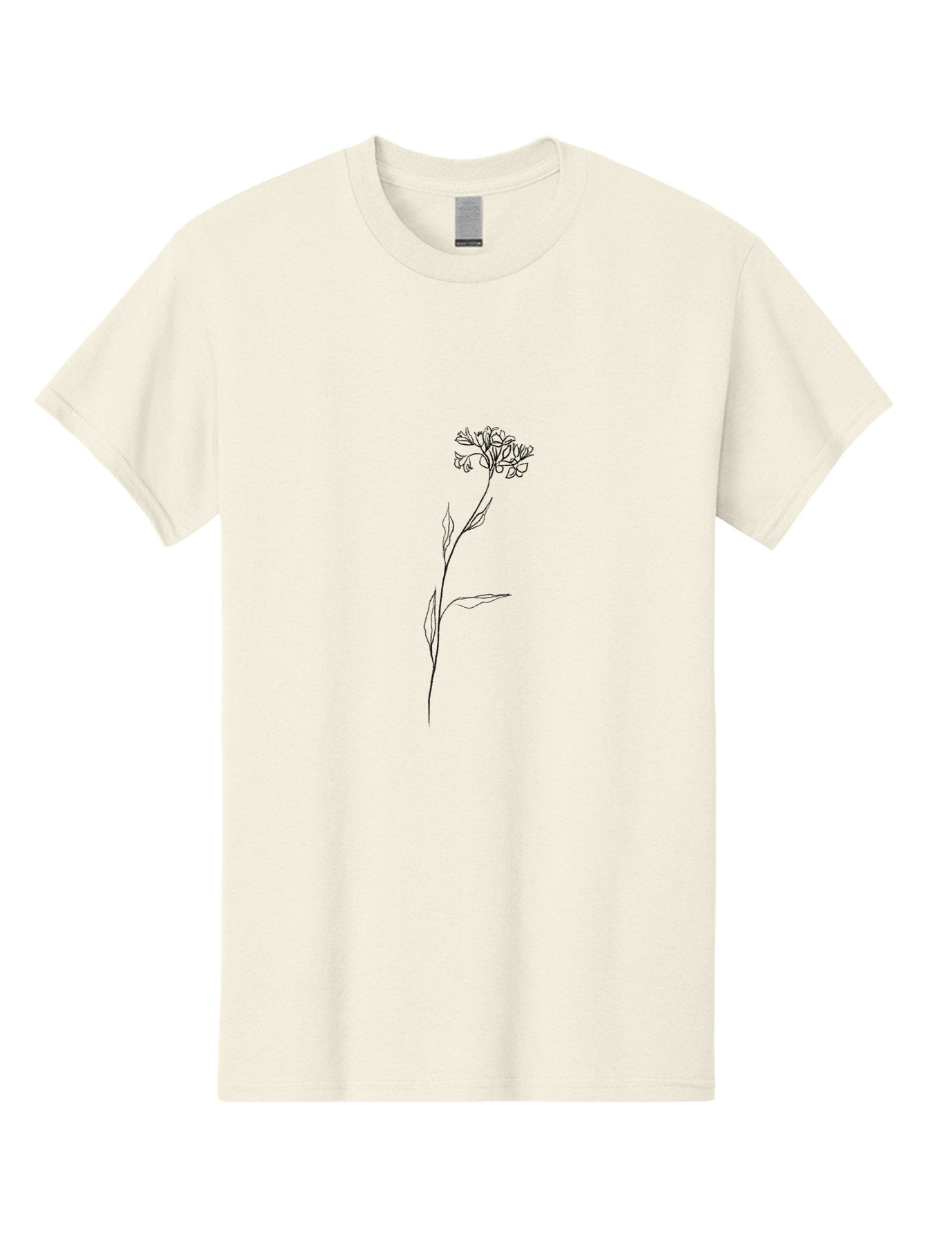 Single-Stem-Flower Men'S Graphic Tee, 100% Cotton, Comfortable Casual Summer Wear, Machine Washable, Simple Line Art, Minimalist Design, Wildflower Illustration, Delicate Flowers, Elegant Stem, Simple Leaves, Black Outline, Botanical Art Aac351 5
