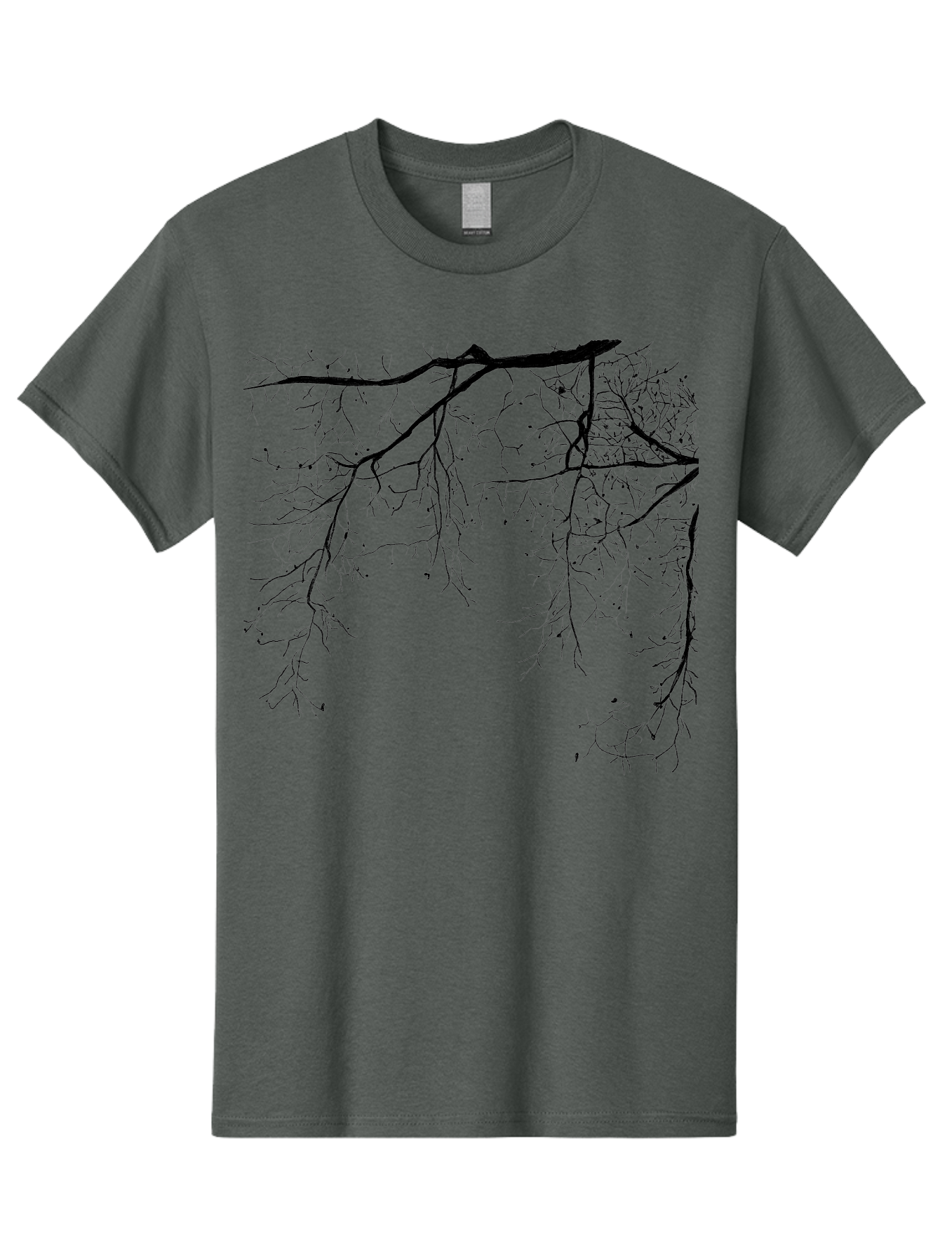 Tree-Branches Men'S Graphic Tee, 100% Cotton, Comfortable Casual Summer Wear, Machine Washable, Bare Tree Branches, Black Silhouettes, Intricate Patterns, Winter Scenery, Seasonal Change, Natural Beauty, Artistic Design Aac354 11