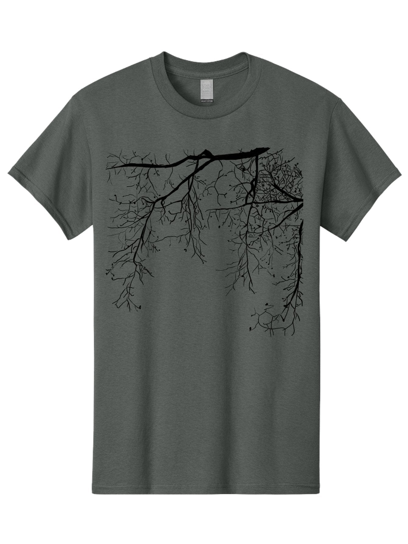 Tree-Branches Men'S Graphic Tee, 100% Cotton, Comfortable Casual Summer Wear, Machine Washable, Bare Tree Branches, Black Silhouettes, Intricate Patterns, Winter Scenery, Seasonal Change, Natural Beauty, Artistic Design Aac354 8
